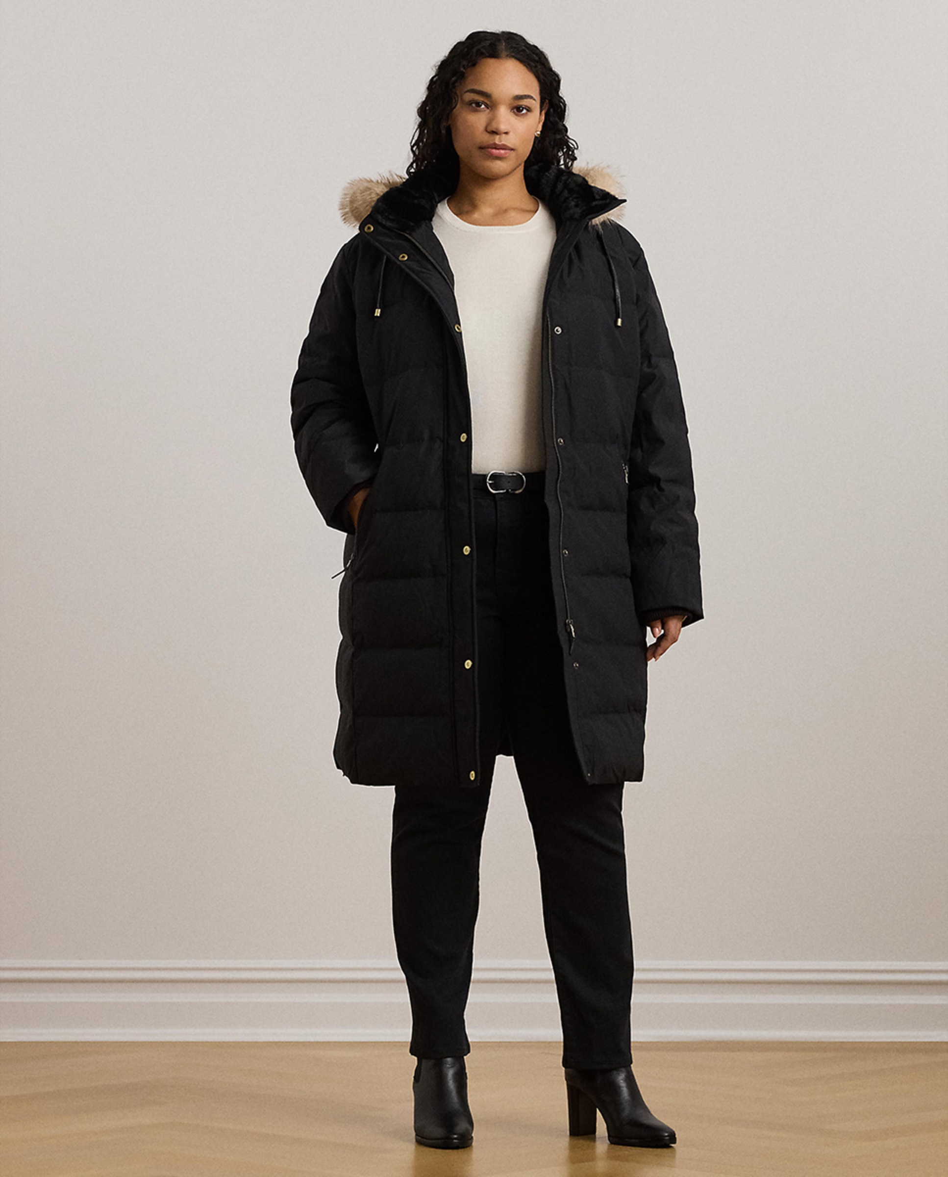 Parka de mulher com capuz Preto-1