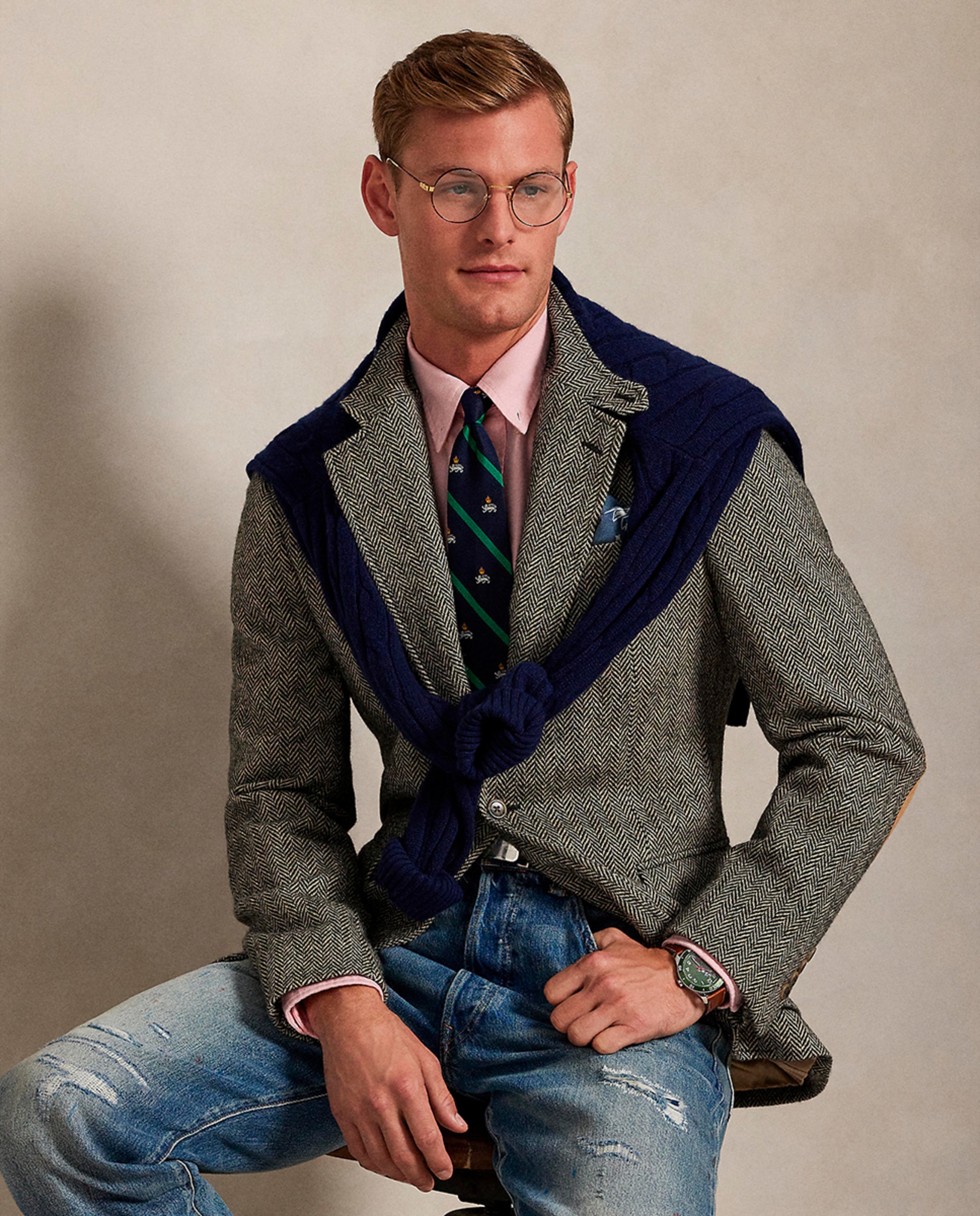 Blazer RL67 de Lã Cinzento-claro-4