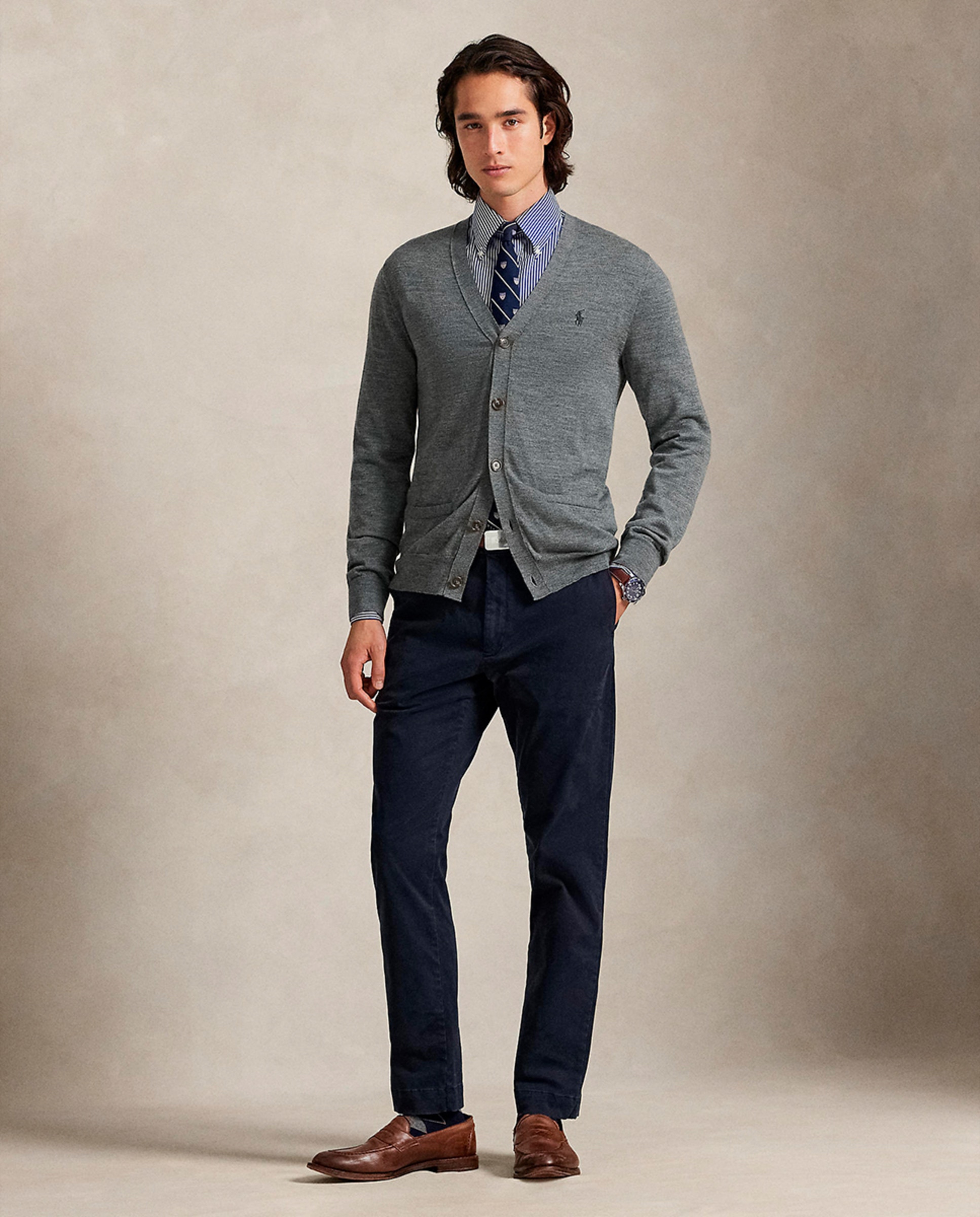 Cardigan com Botões e em Lã Cinzento metalizado-6