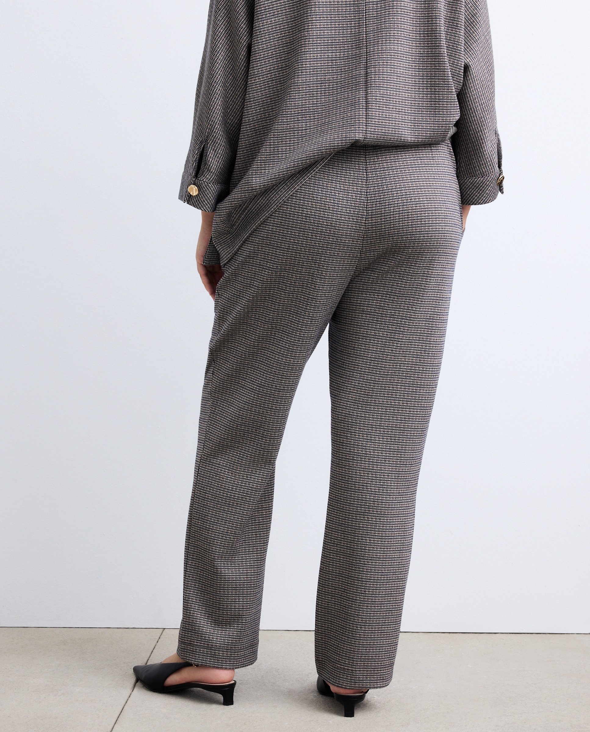 Calças de Malha com Tecido de Fantasia Castanho-3