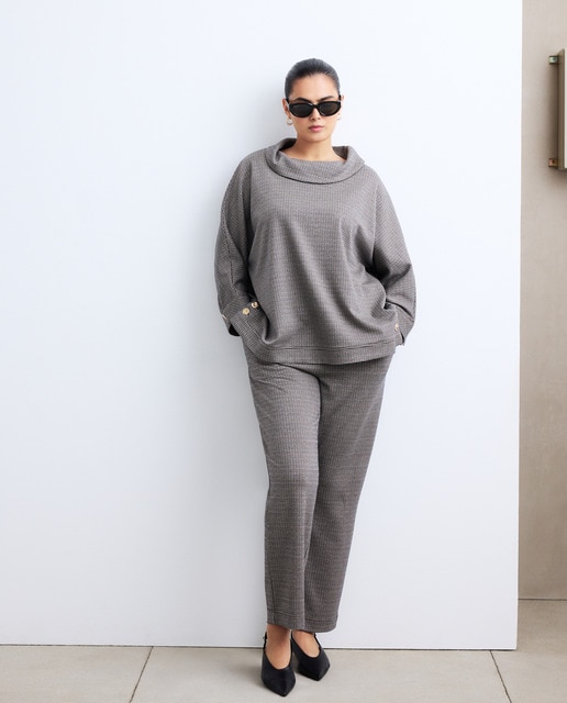 Imagem 0 de Calças de Malha com Tecido de Fantasia