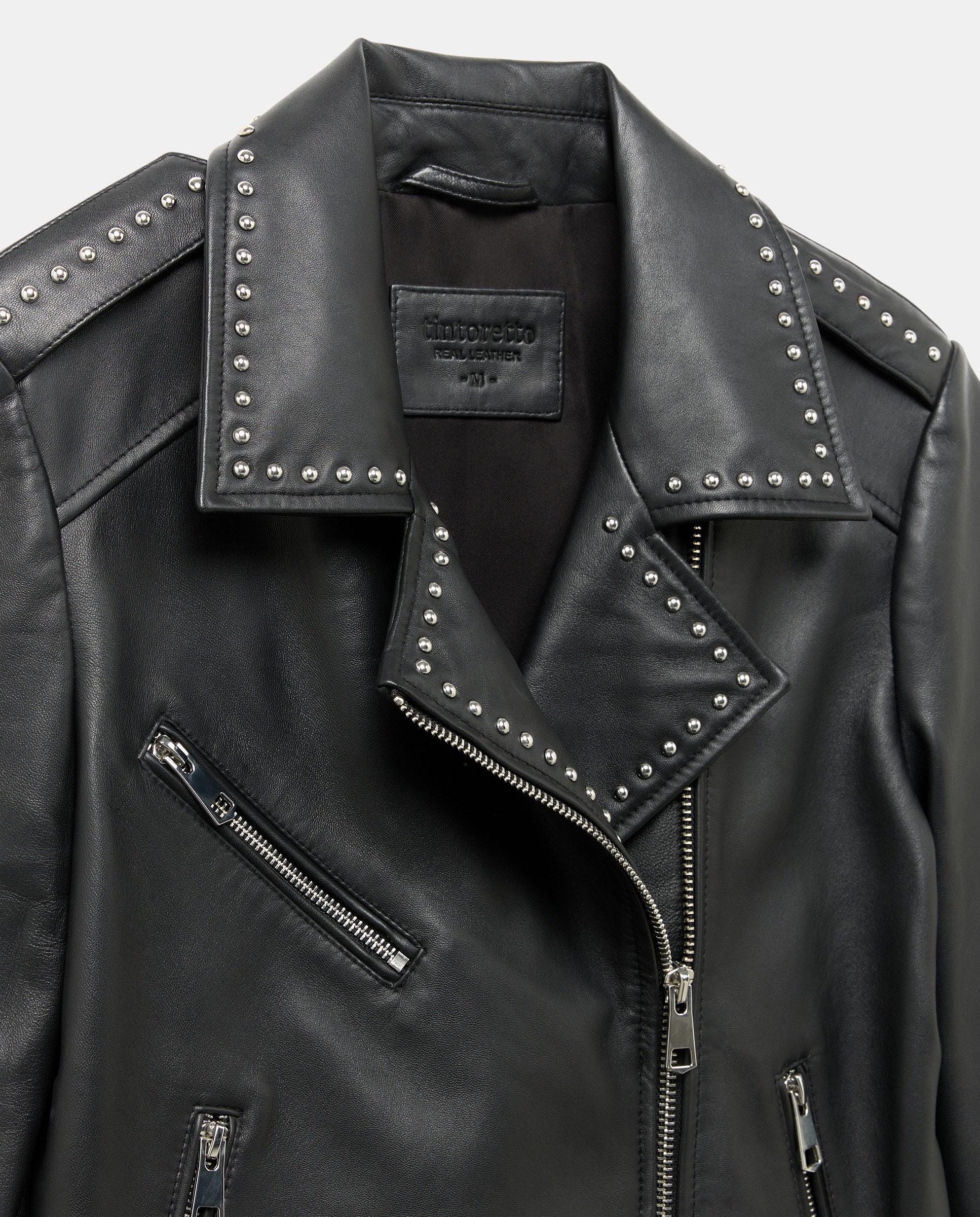 Blusão Biker com Aba com Tachas Preto-6