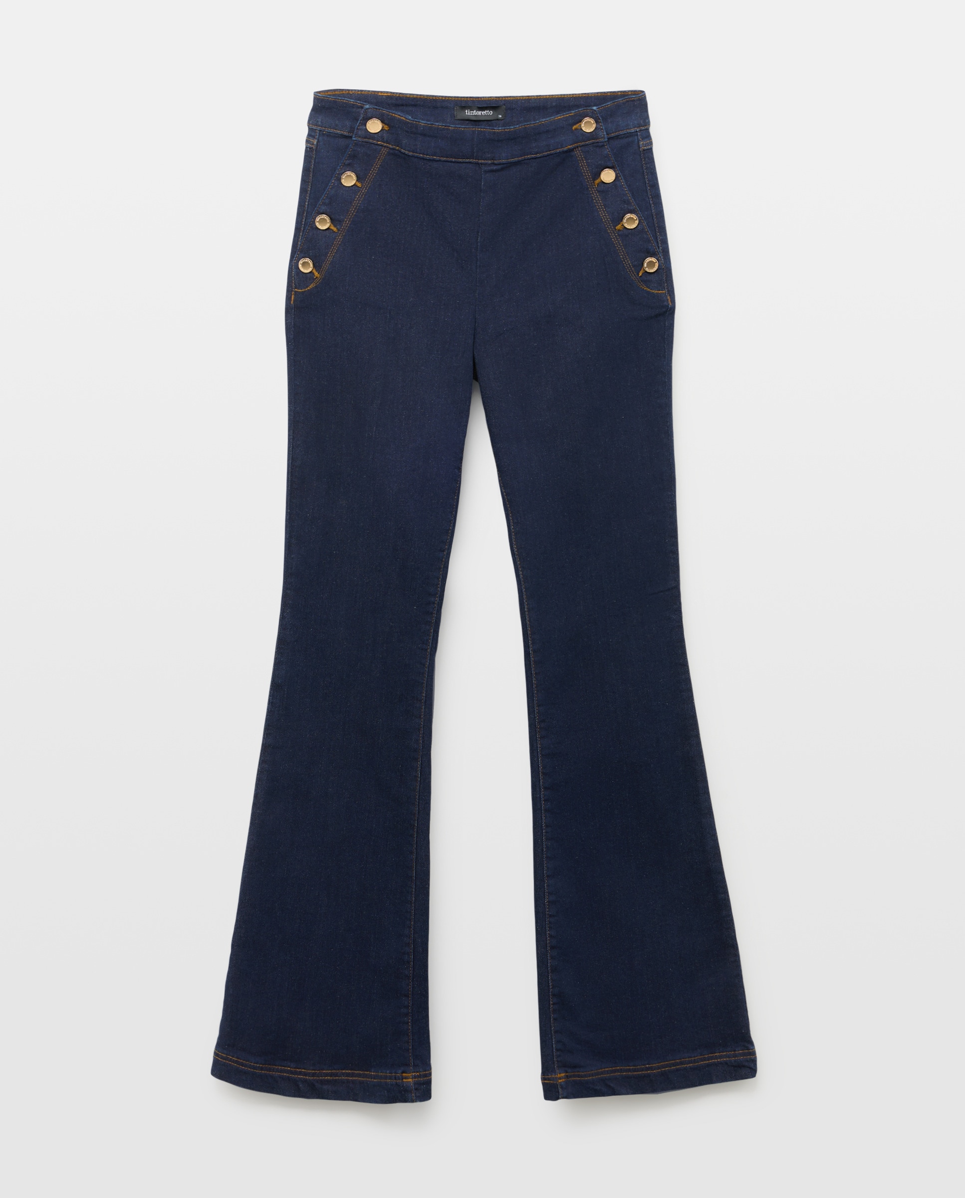 Jeans Flare com Abotoadura Cinzento-escuro-4