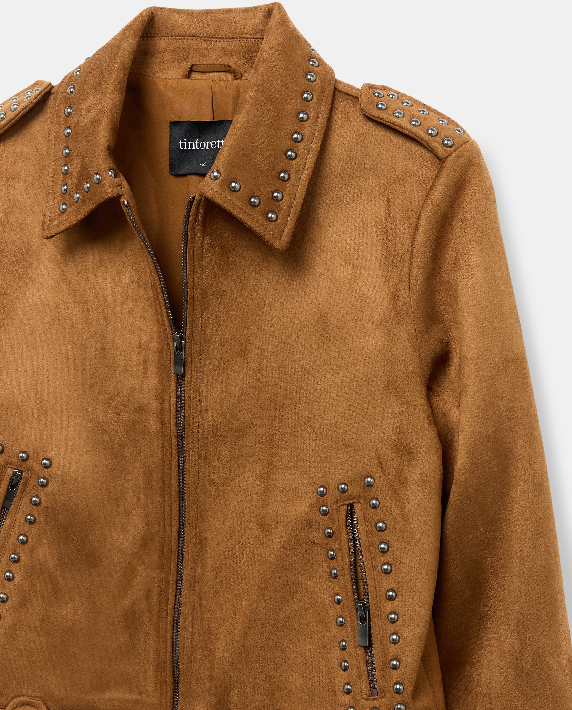 Blusão com Efeito de Camurça e Tachas 730 Camel-6
