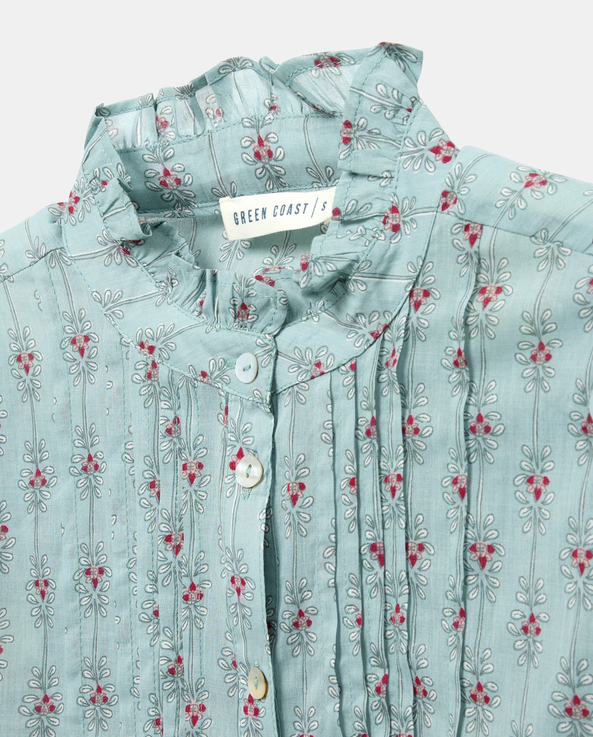 Blusa de Manga Comprida com Estampado e Prega Verde-6