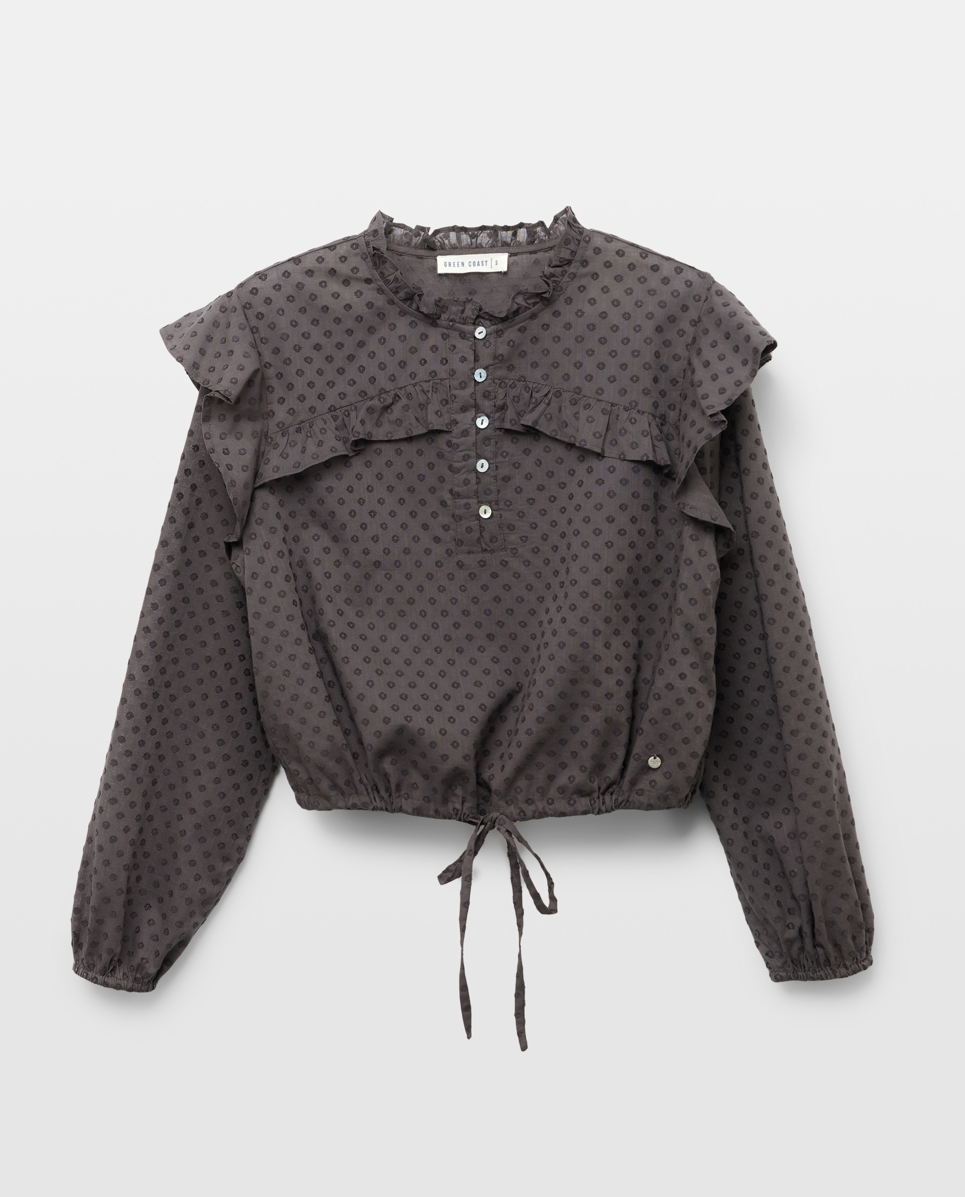 Blusa de Manga Comprida com Plumetti Cinzento-5