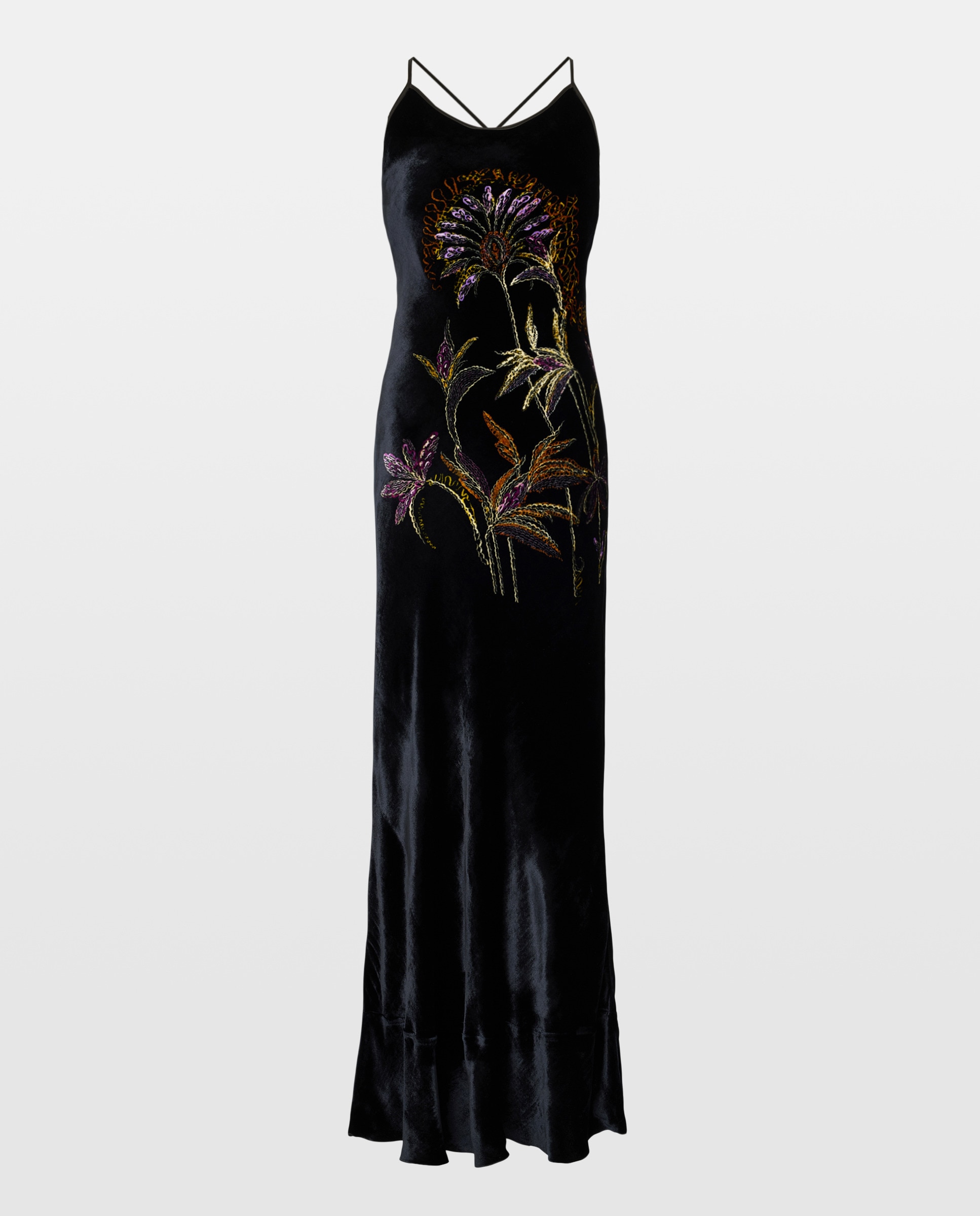 Vestido midi de terciopelo Negro-1