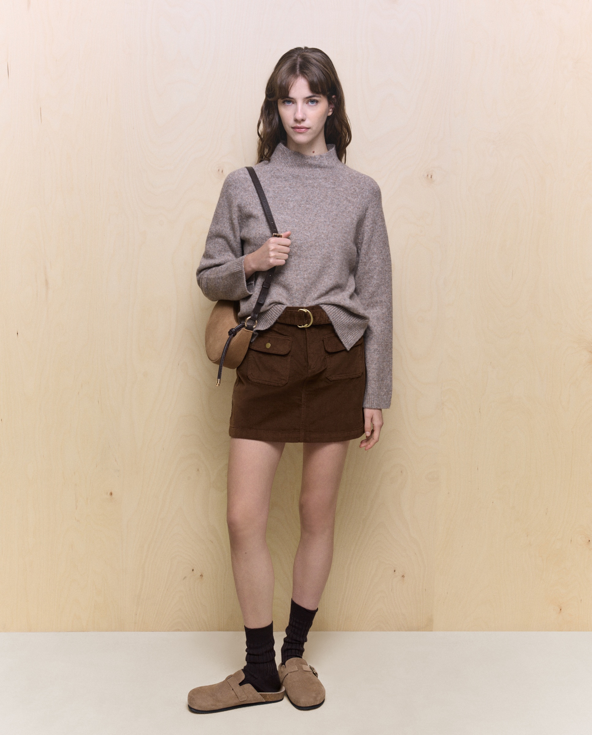 Camisola de malha com meia gola Visom-Escuro-1