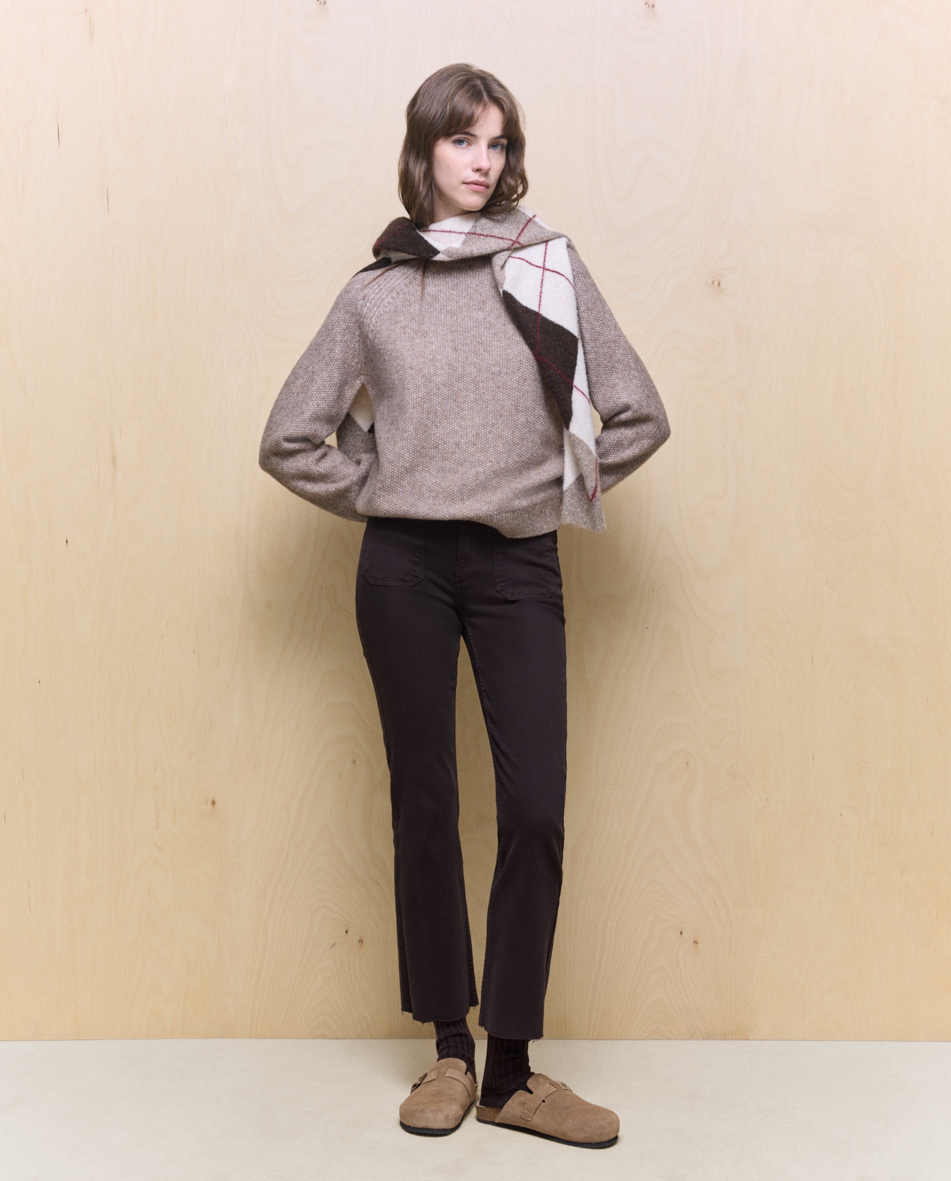 Camisola de Malha com Meia Gola e Estrutura de Malha Visom-Escuro-2