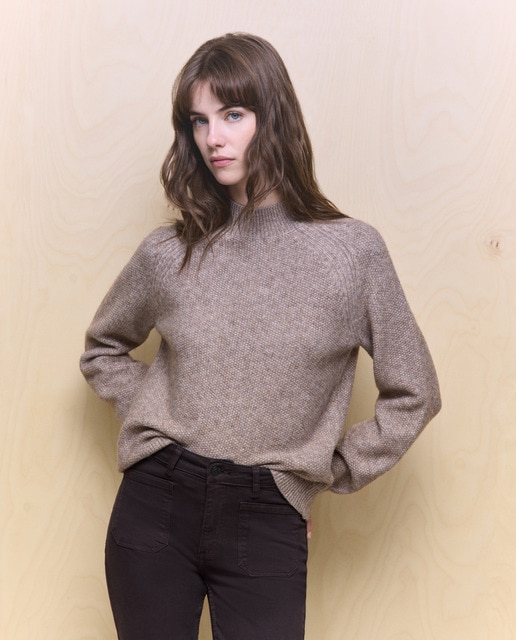 Imagem 0 de Camisola de Malha com Meia Gola e Estrutura de Malha