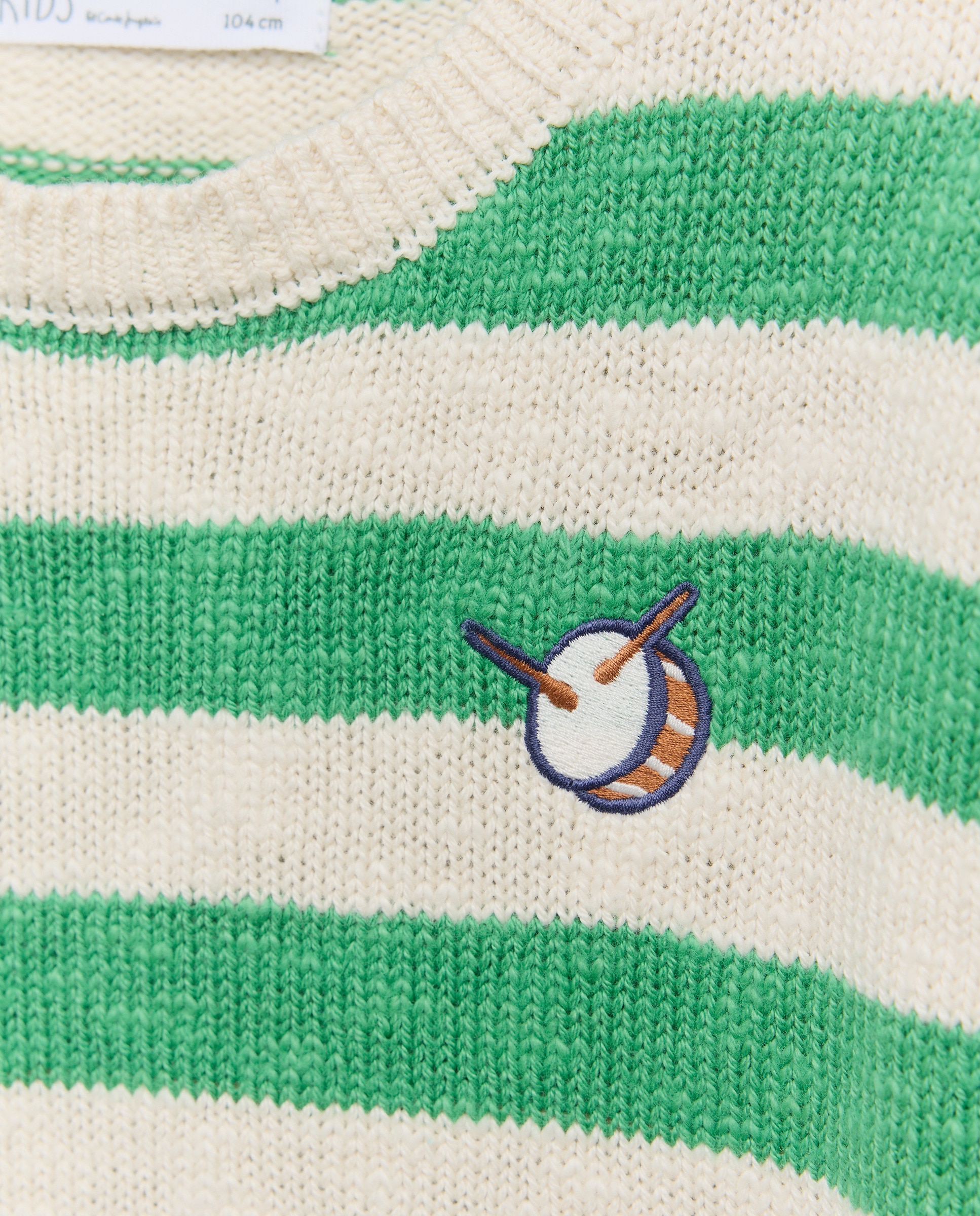Camisola de Malha às Riscas com Colarinho de Polo Verde-5