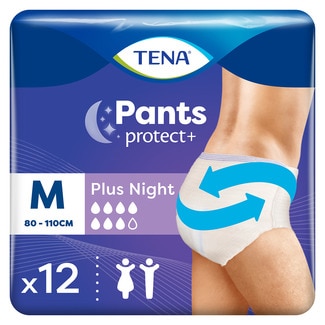 Pants braguita de incontinencia unisex absorción plus night talla M 80 - 110 cm bolsa 12 unidades - Tena