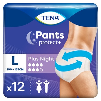 Pants braguita de incontinencia unisex absorción plus night talla L 100 - 135 cm bolsa 12 unidades - Tena