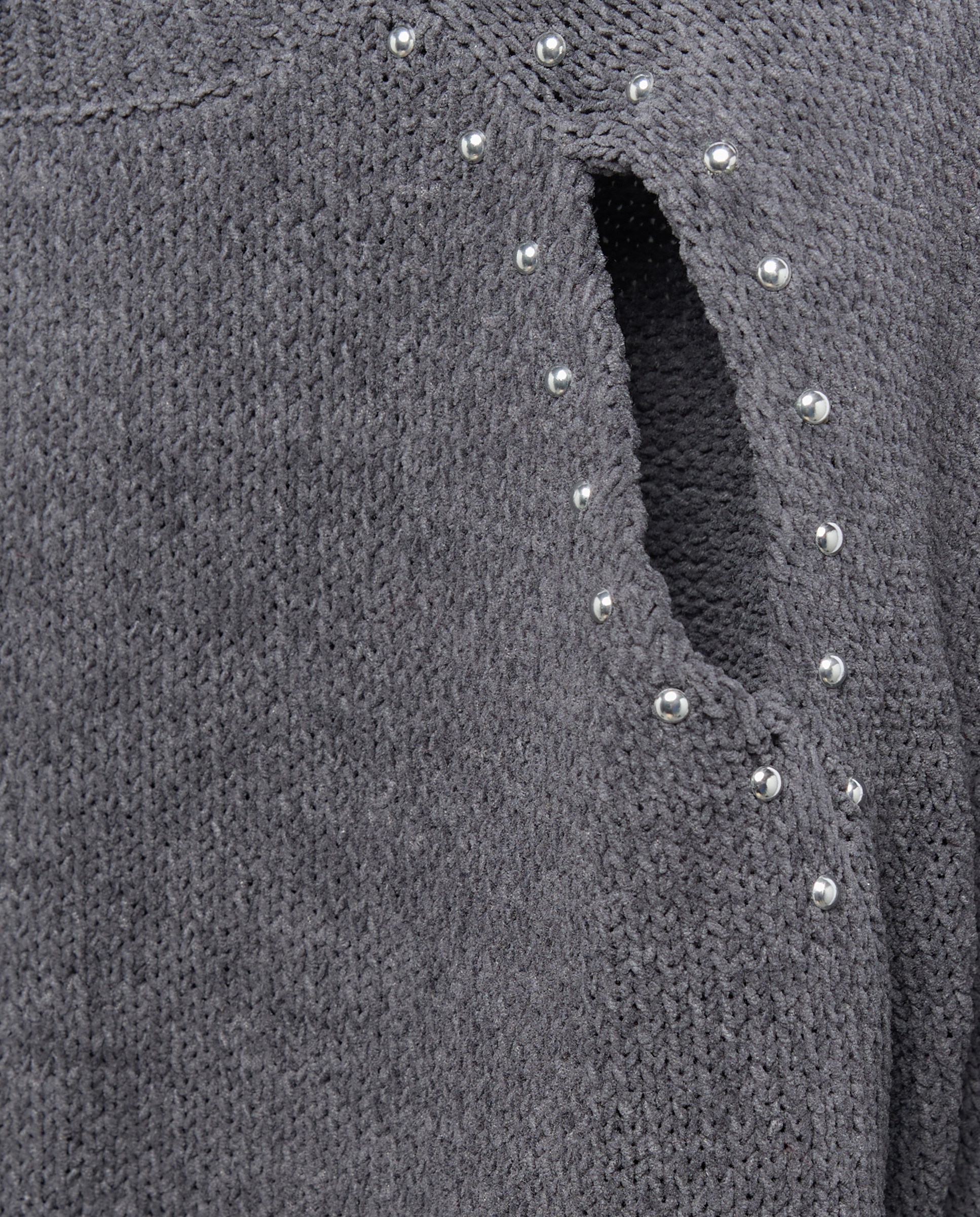Camisola de Malha Chenille com Abertura no Ombro e Detalhe de Tachas Kids El Corte Inglés Chumbo-5