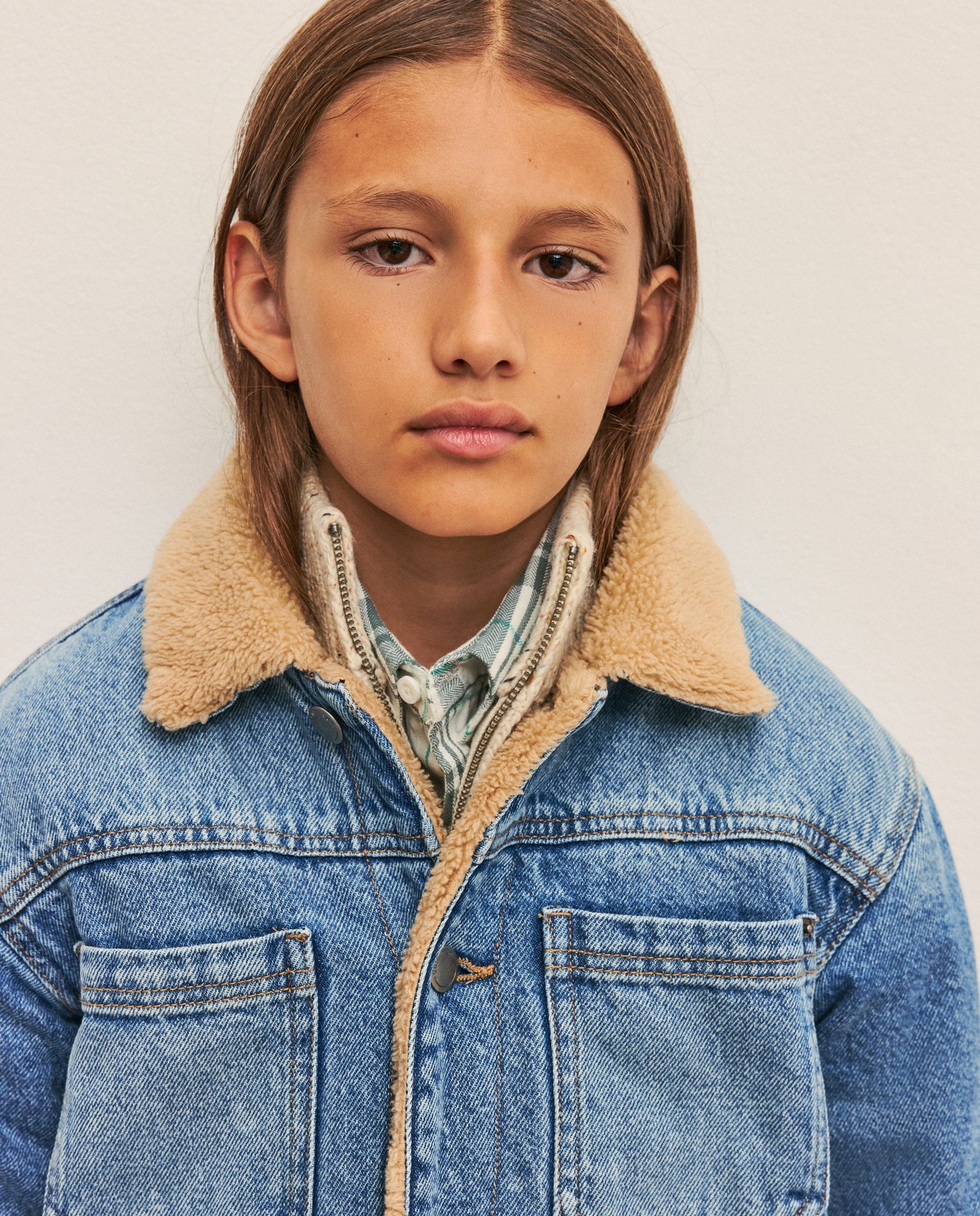 Blusão Liso de Ganga Forrada Azul pálido-1