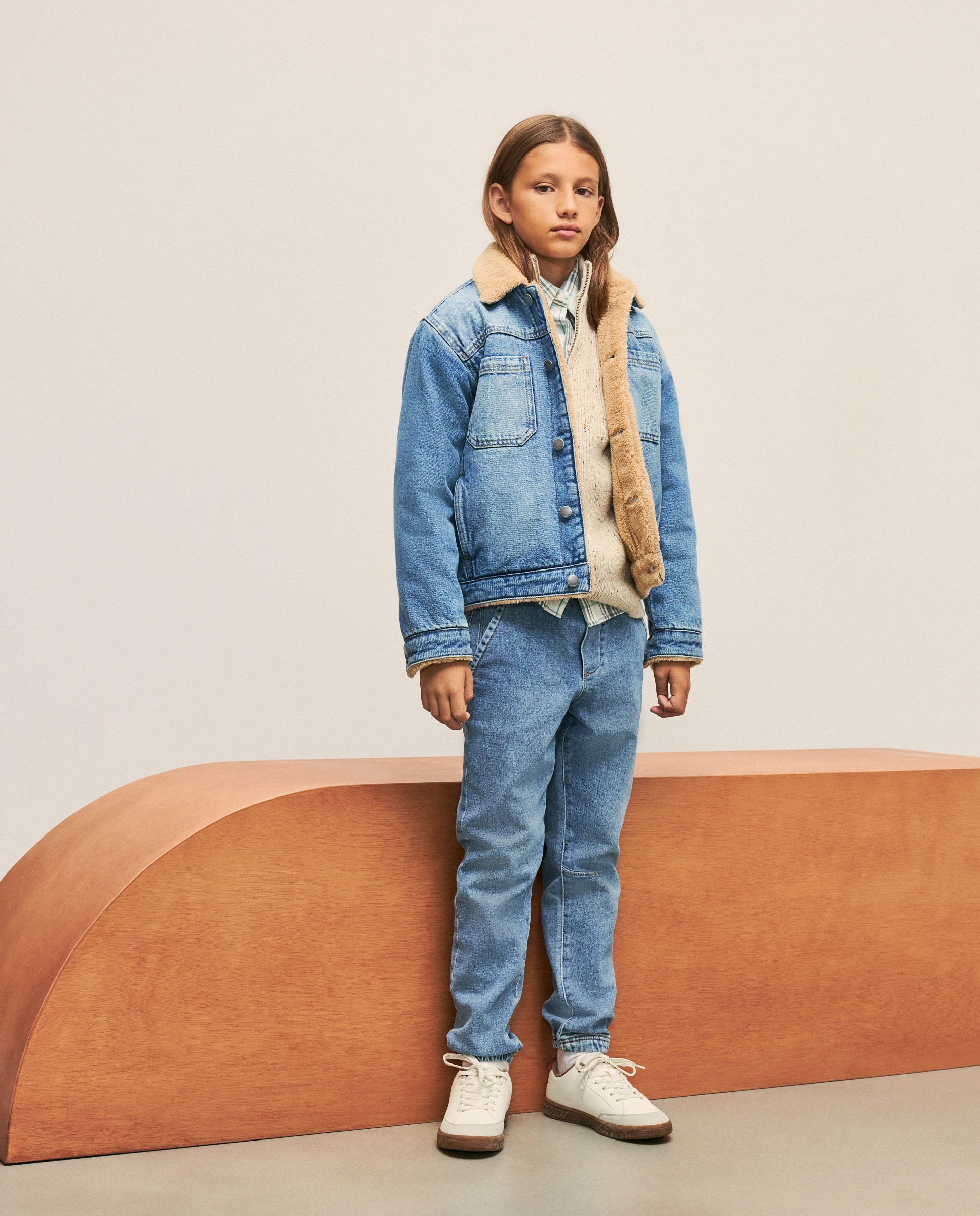 Blusão Liso de Ganga Forrada Azul pálido-3