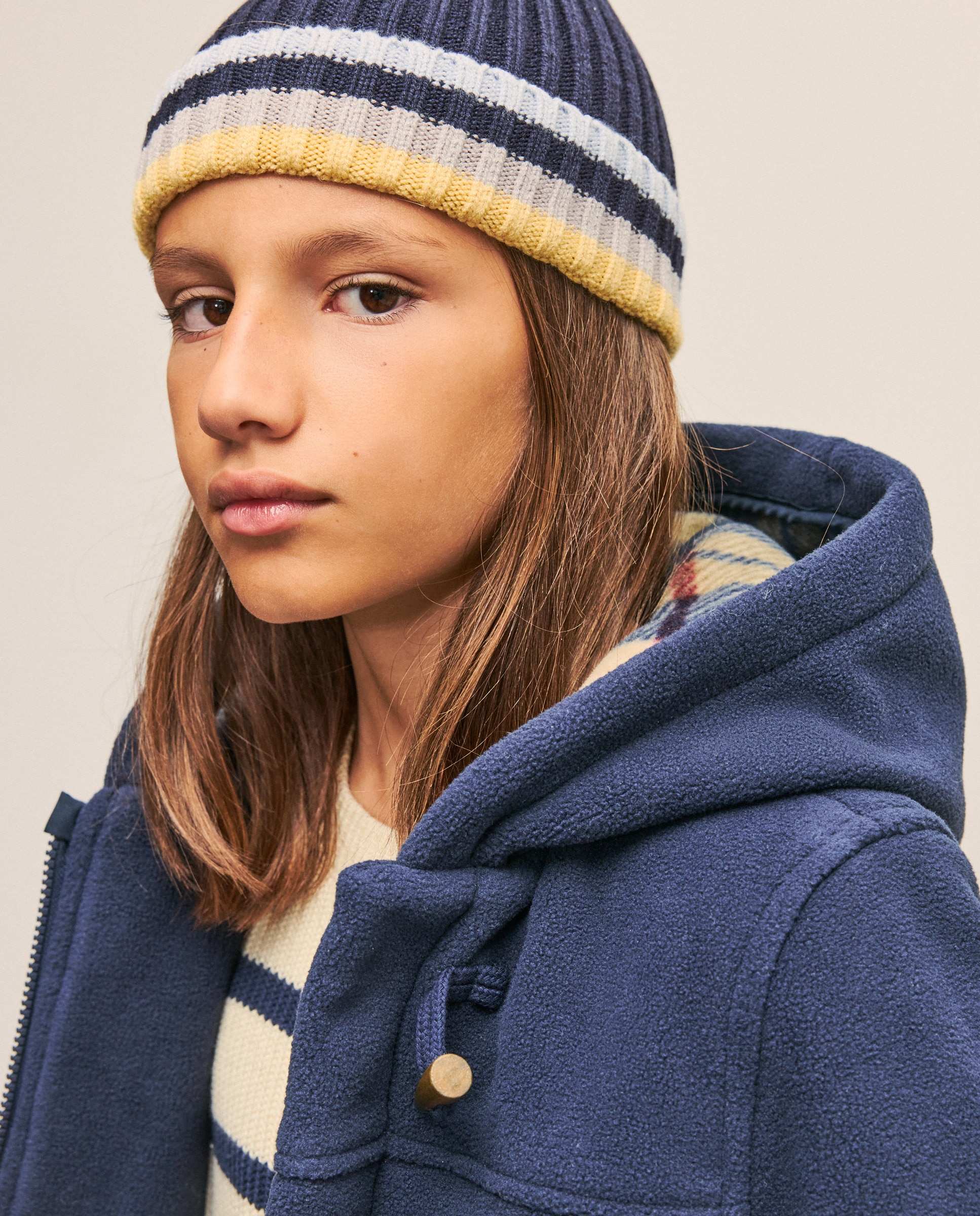 Canadiana de Pano com Fantasia aos Quadrados no Interior Azul-marinho-3