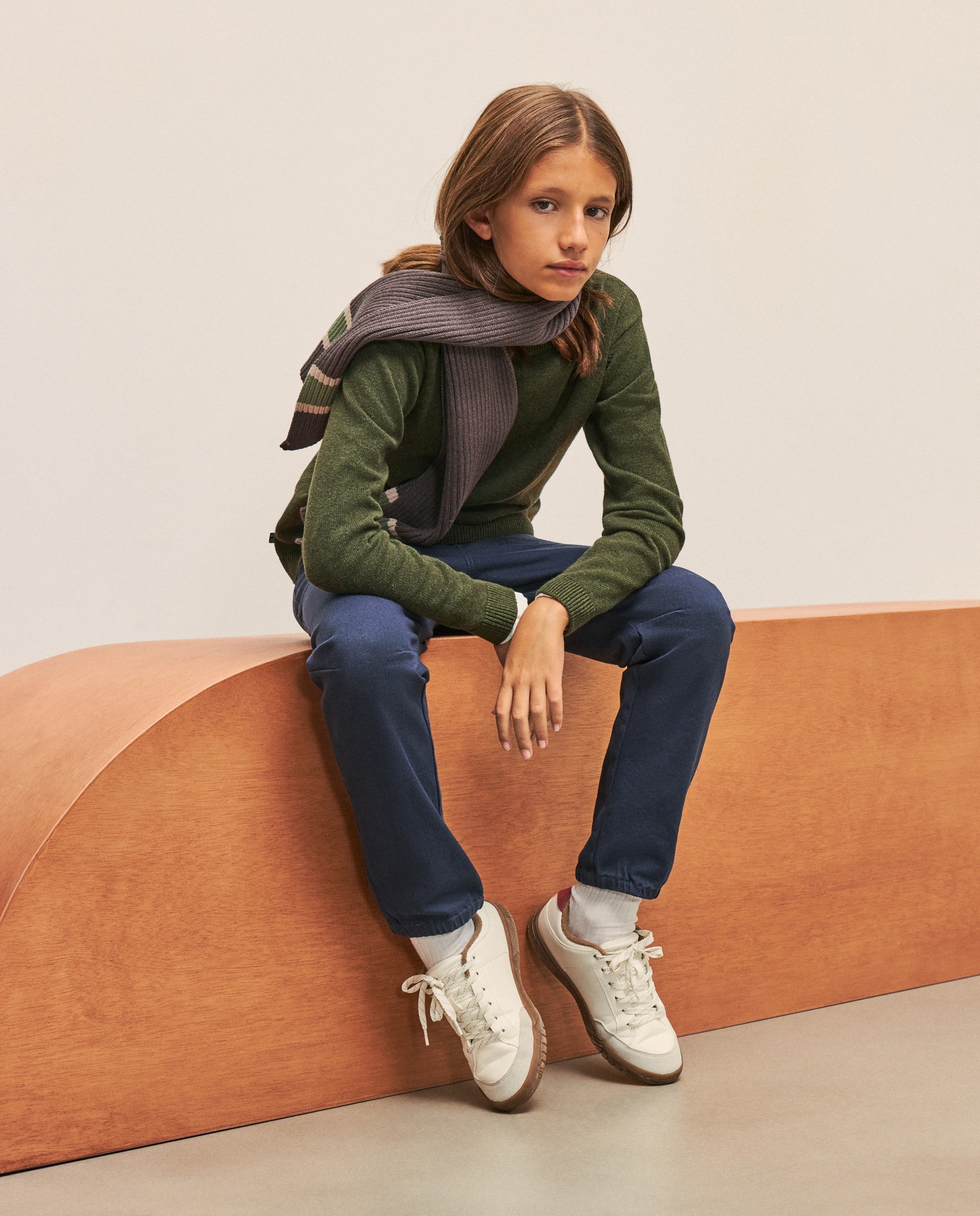 Camisola de Malha Básica de Tricot Lisa com Gola Redonda Verde-2