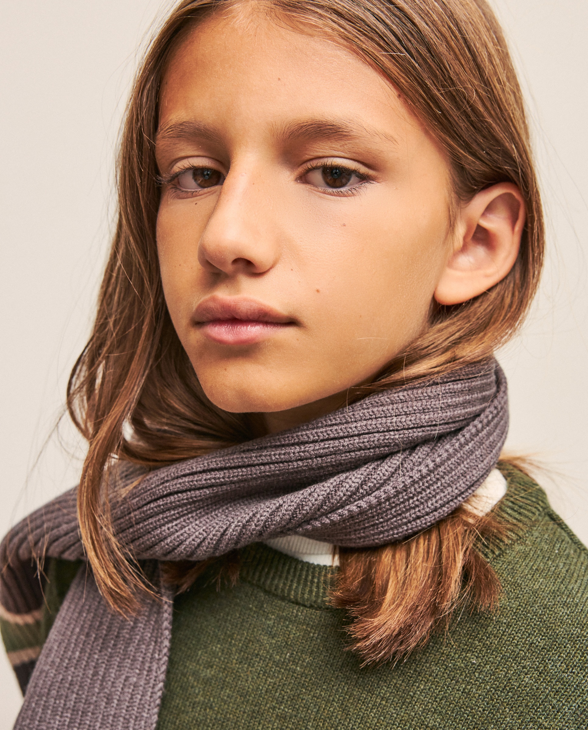 Camisola de Malha Básica de Tricot Lisa com Gola Redonda Verde-3