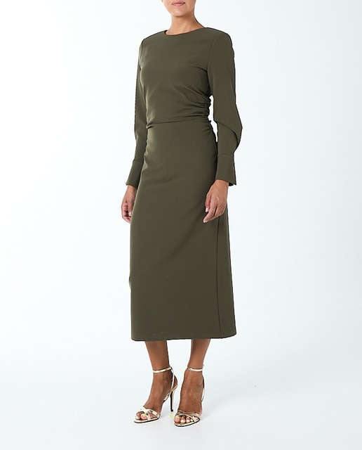 Imagen 0 de Vestido de corte ajustado con pliegues en cintura y manga larga