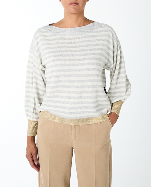 Imagen 0 de Jersey a rayas con detalle de oro en puño y bajo