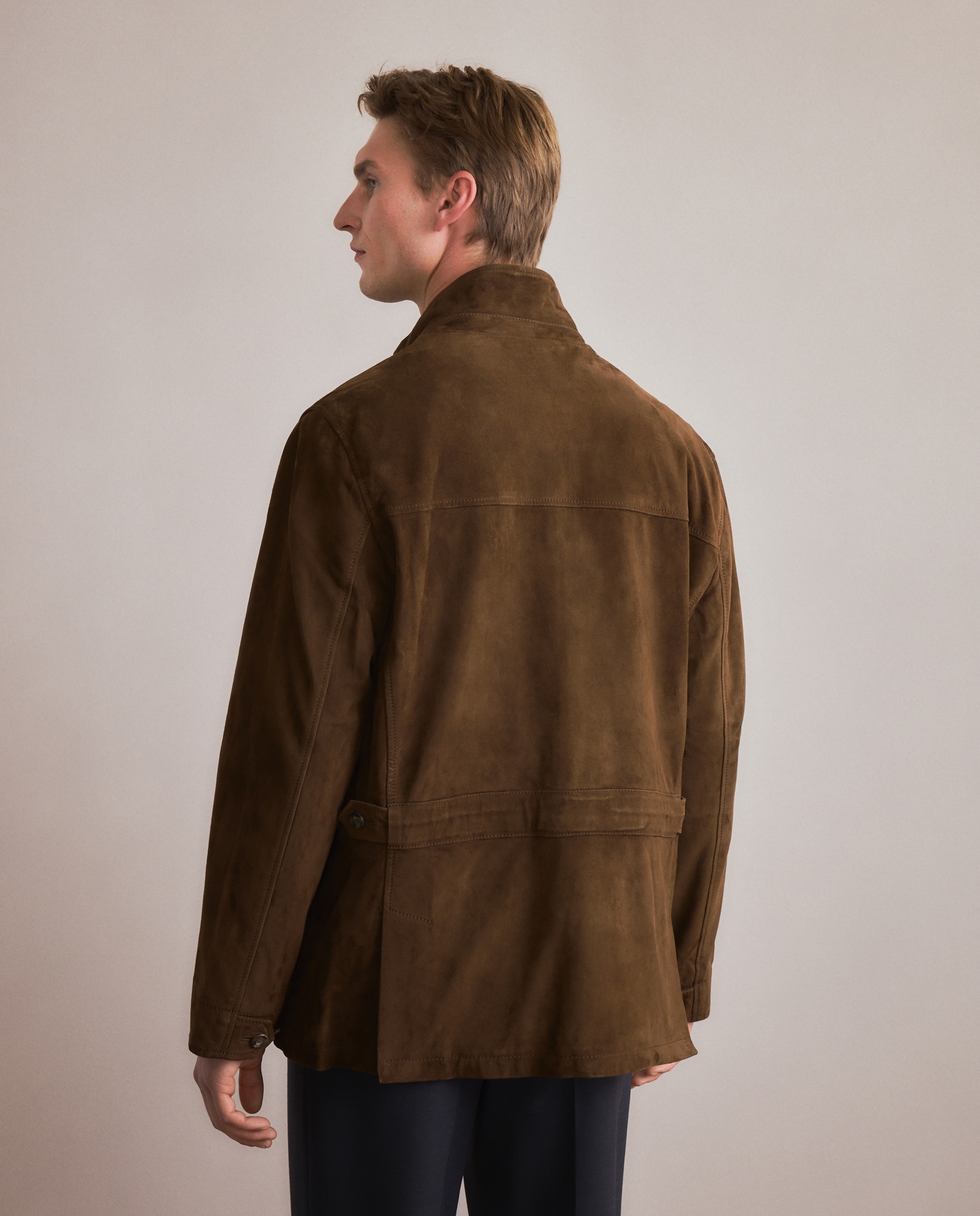 Casaco Safari em Camurça Caqui-5