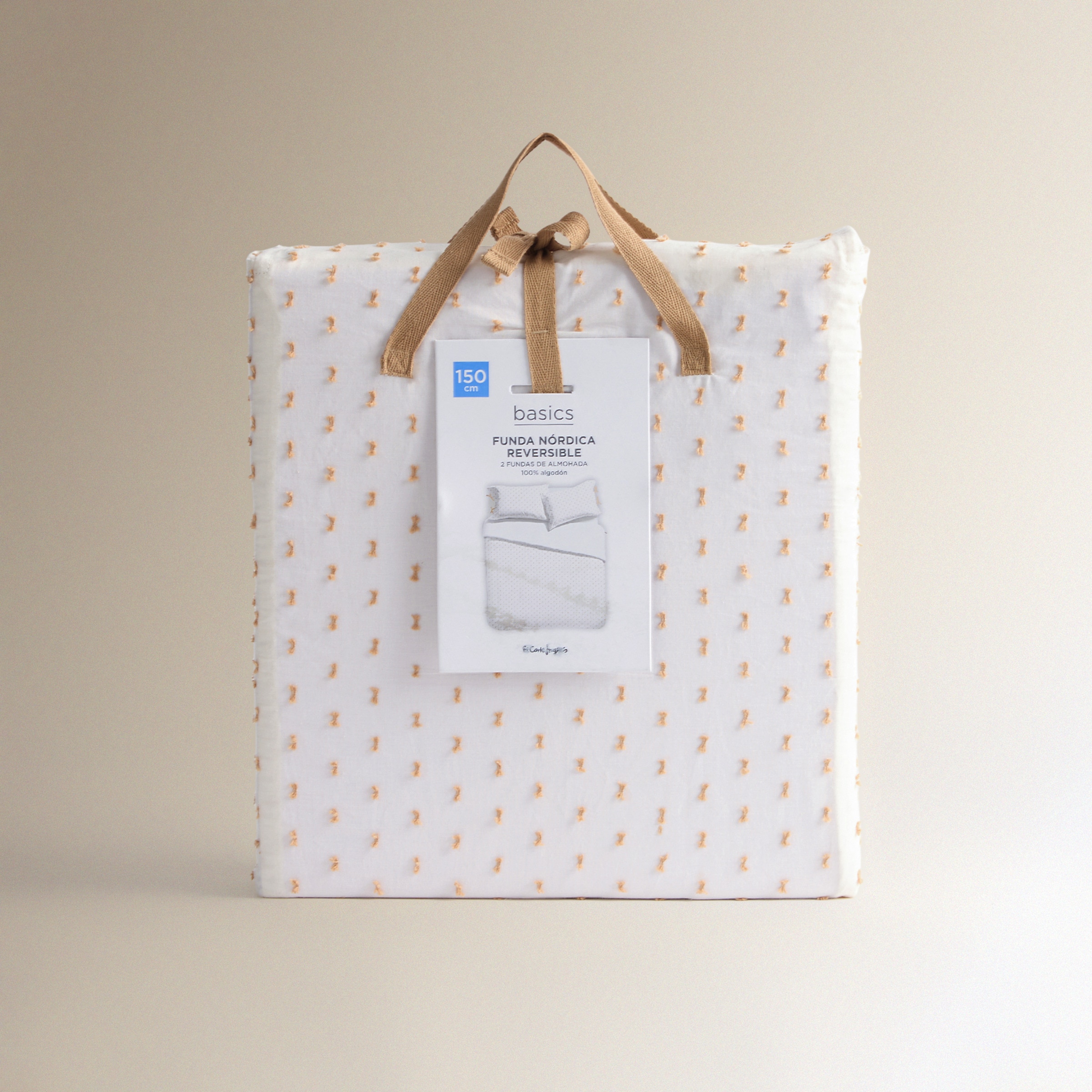 Juego de funda nórdica algodón Plumeti Basics El Corte Inglés Beige-8