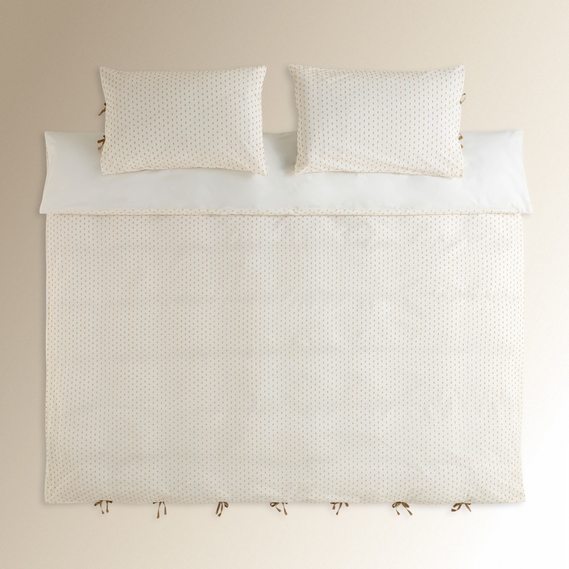 Juego de funda nórdica algodón Plumeti Basics El Corte Inglés Beige-3