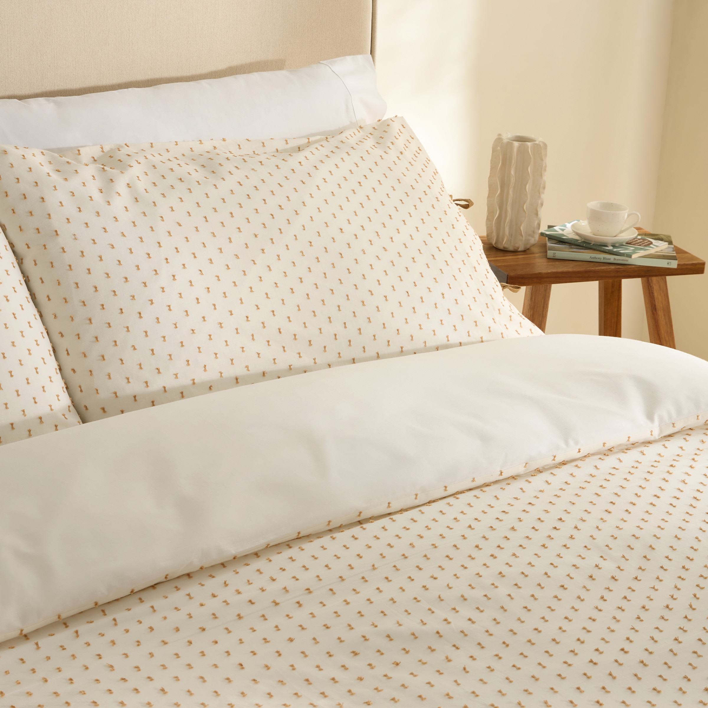 Juego de funda nórdica algodón Plumeti Basics El Corte Inglés Beige-2