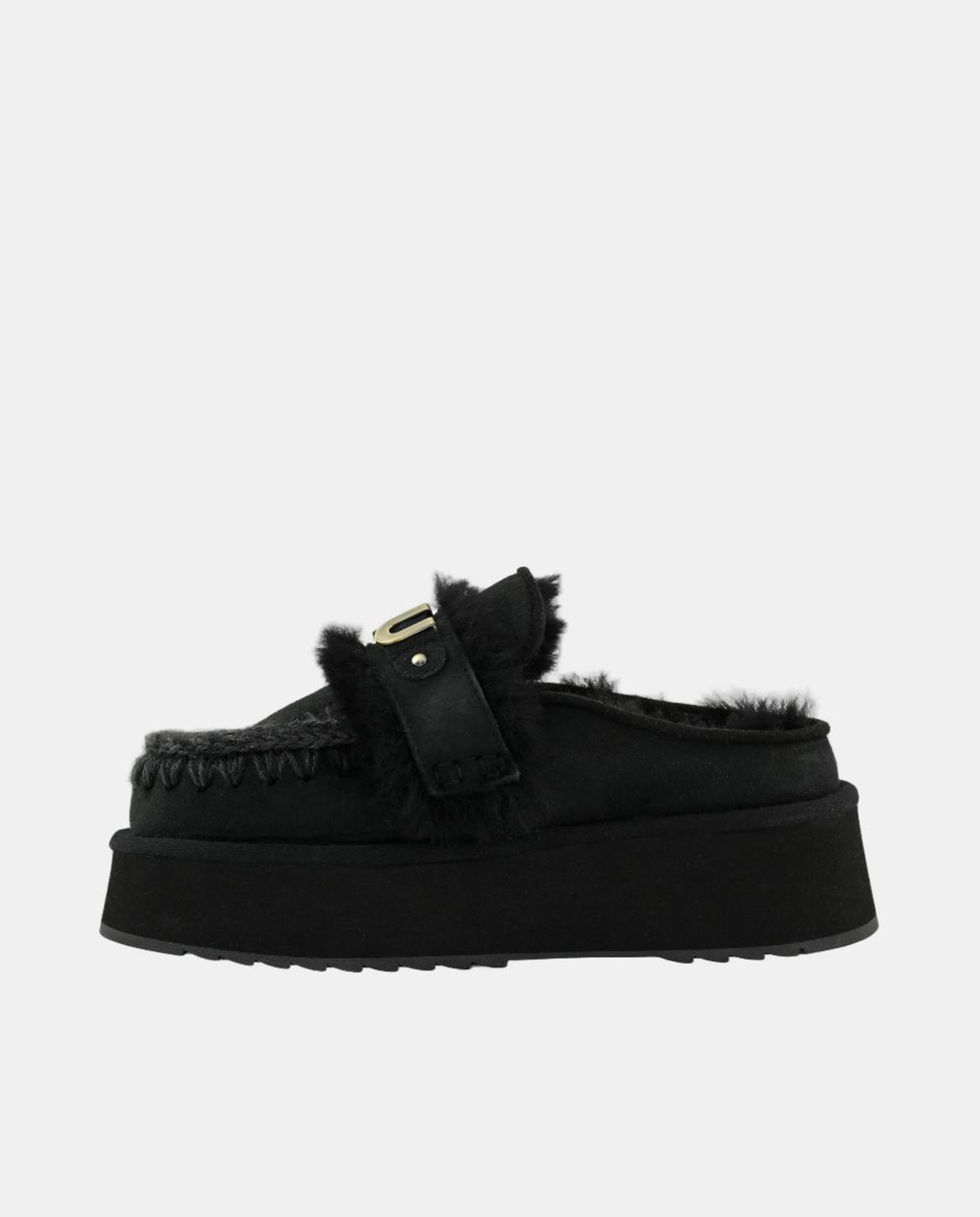 Mules de Plataforma com Logótipo de Metal Preto-5