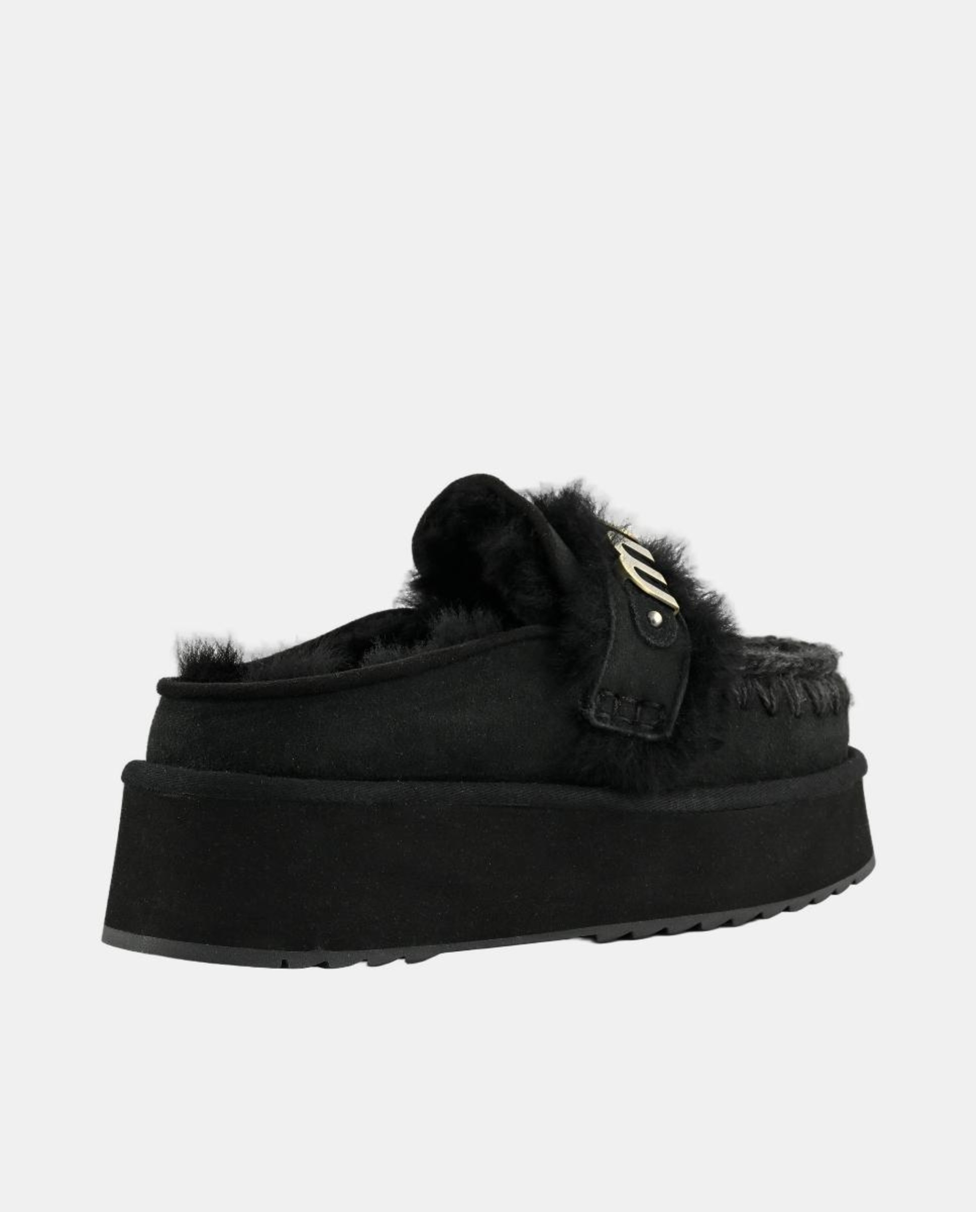 Mules de Plataforma com Logótipo de Metal Preto-3