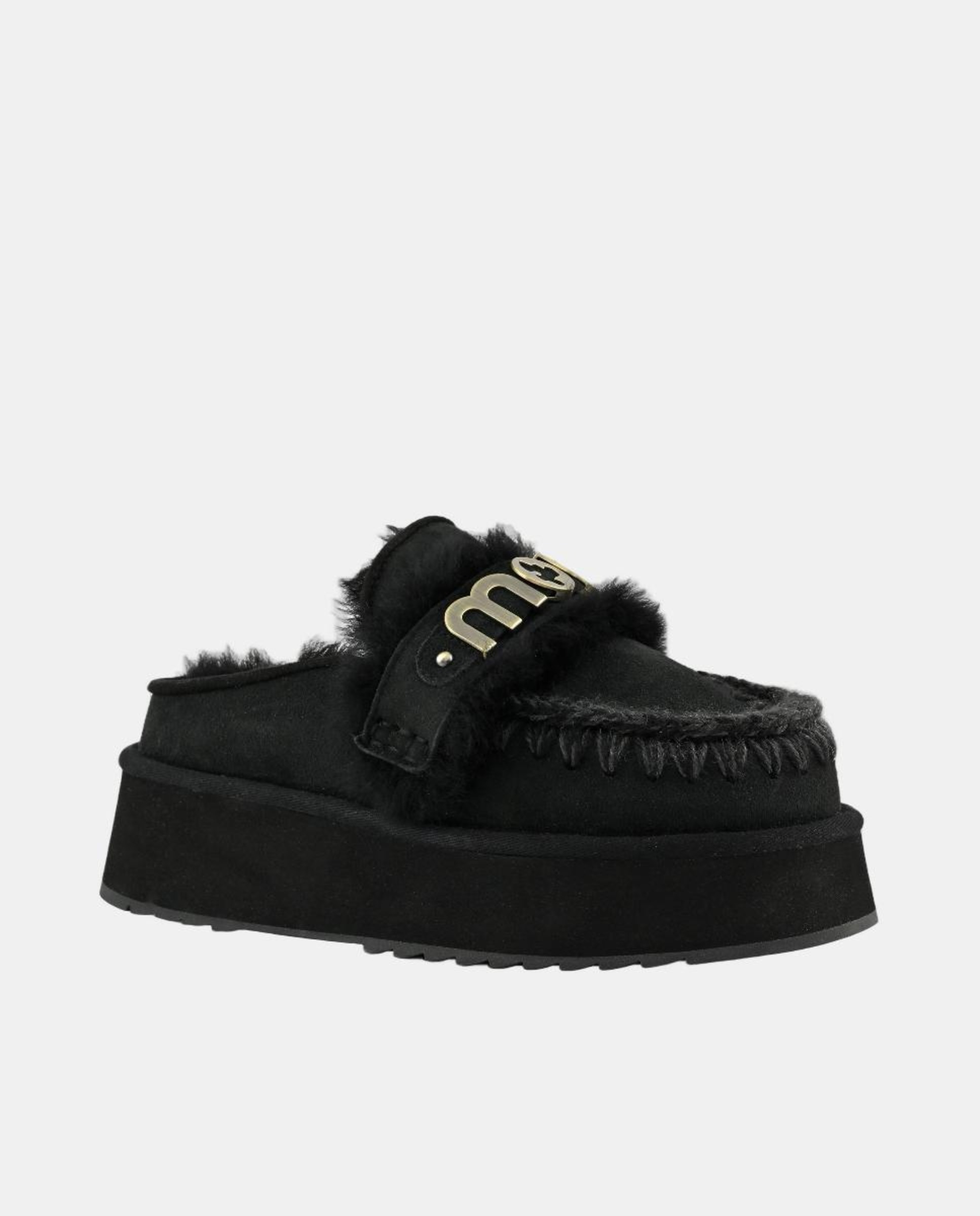 Mules de Plataforma com Logótipo de Metal Preto-2