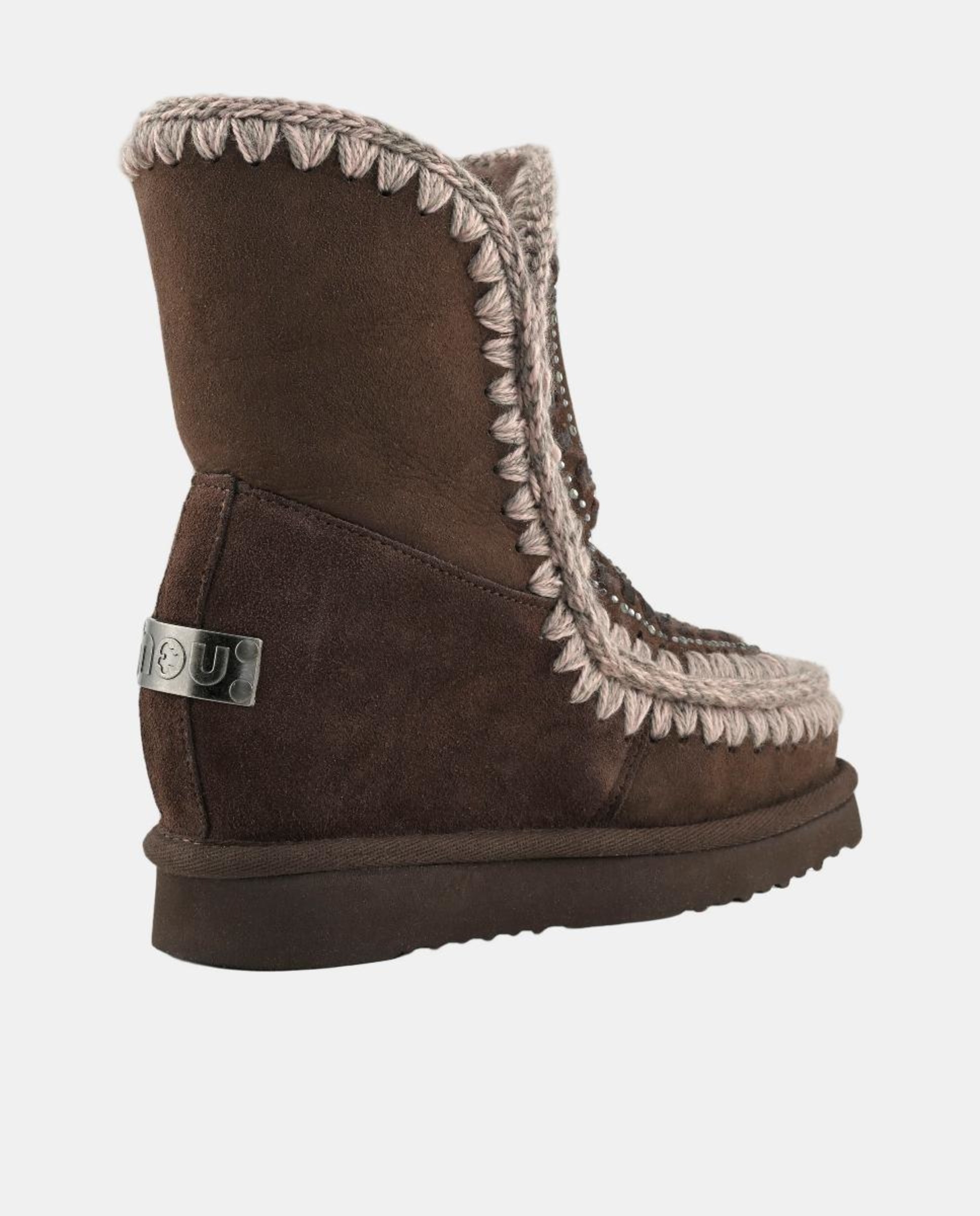 Botins de Estilo Esquimó com Cunha com Strass Castanho-escuro-3