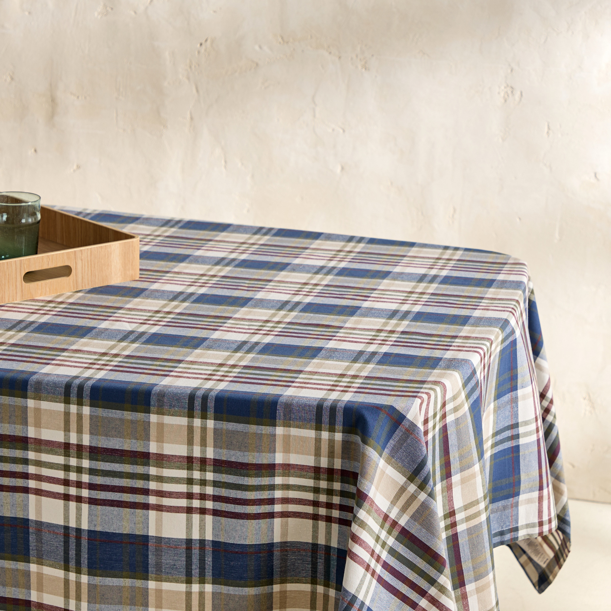 Toalha de Mesa de Algodão Forest Azul-1