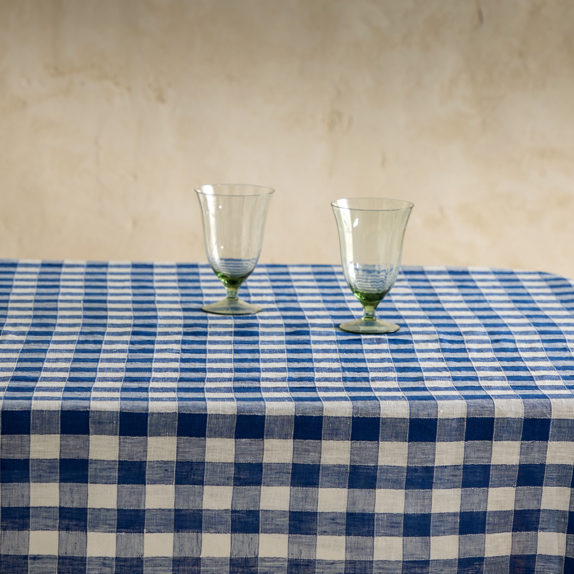 Toalha de Mesa de Linho Vichy Azul-1