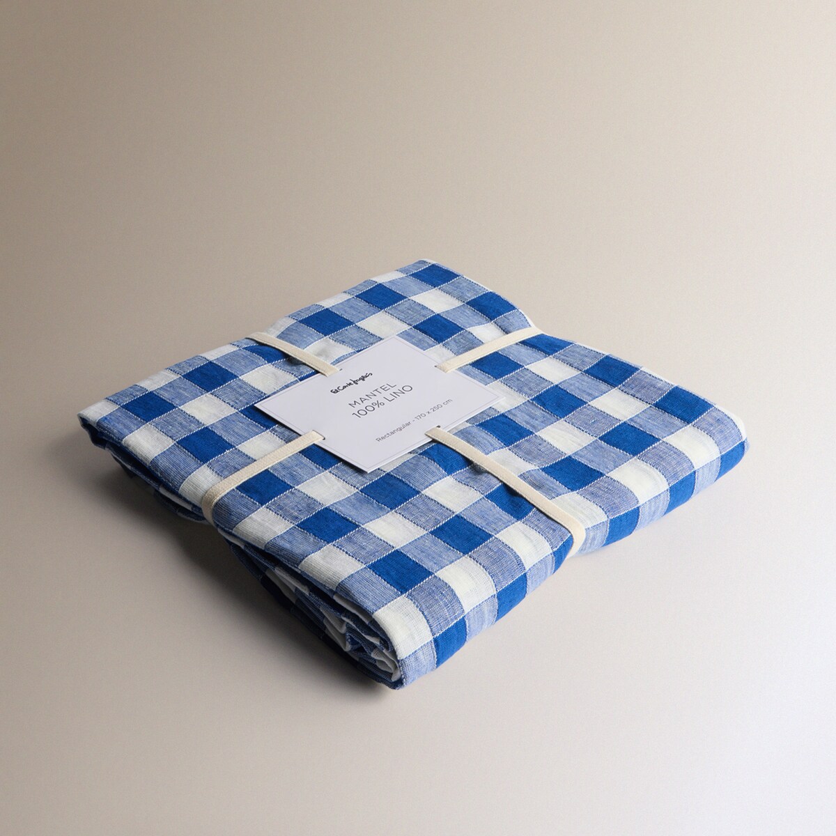 Toalha de Mesa de Linho Vichy Azul-5