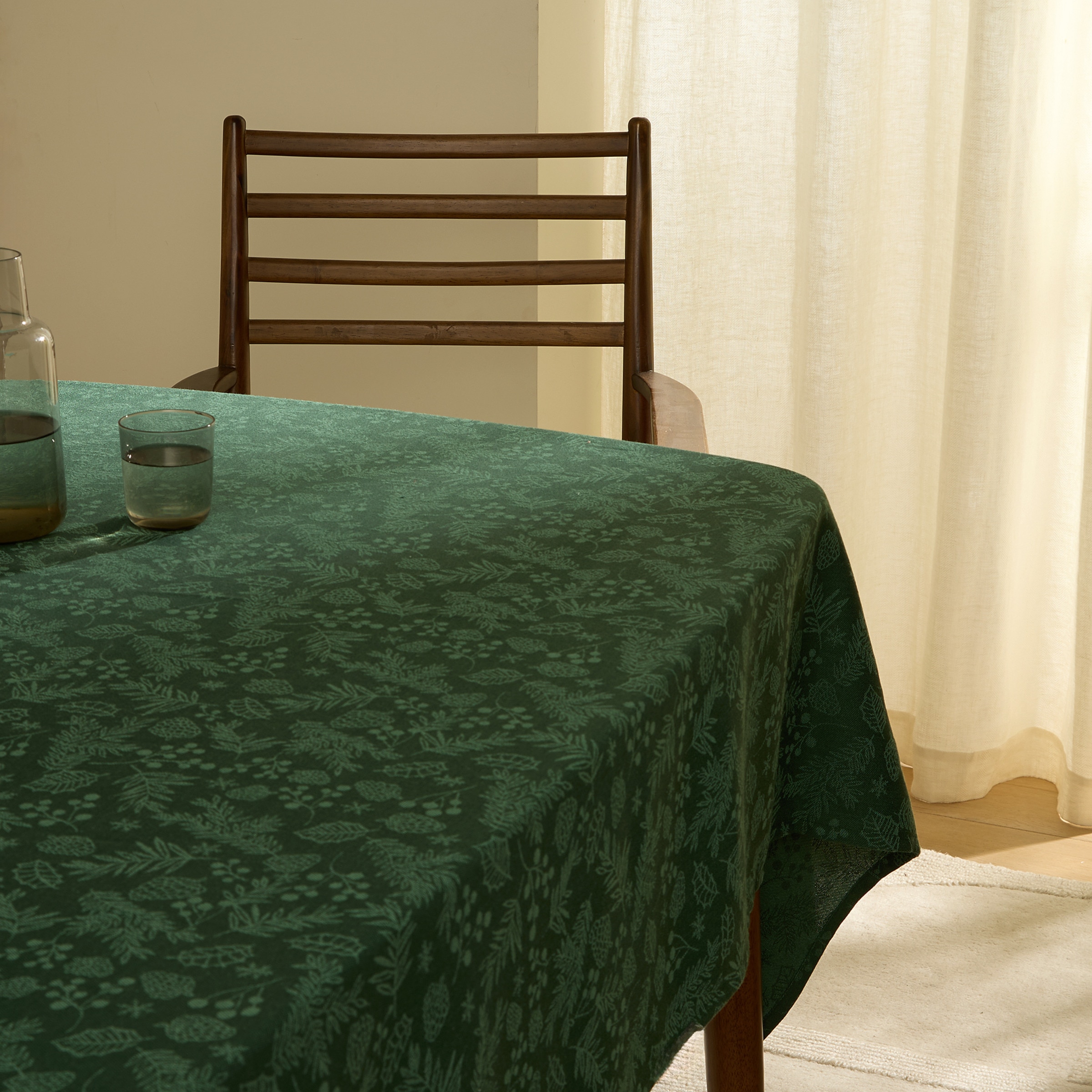 Mantel mezcla algodón Holy Jacquard Verde-1