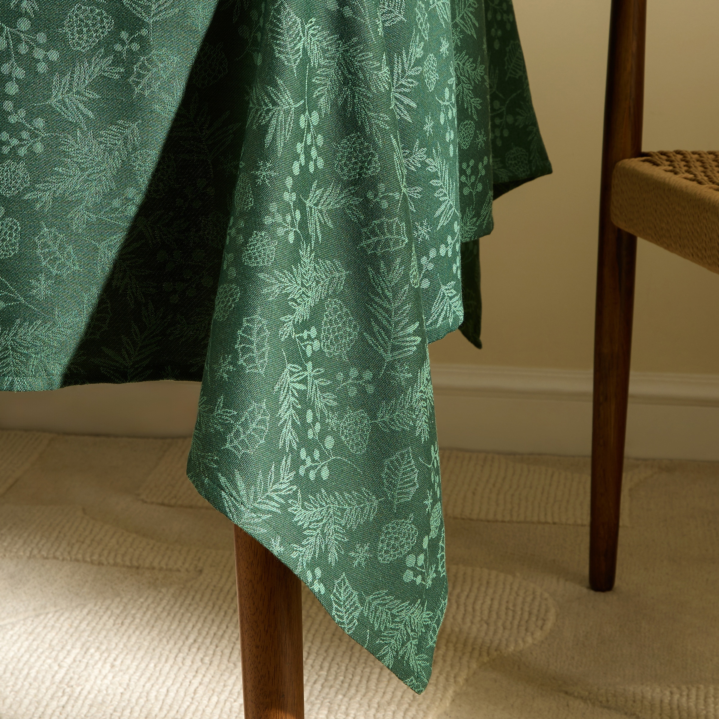 Mantel mezcla algodón Holy Jacquard Verde-4