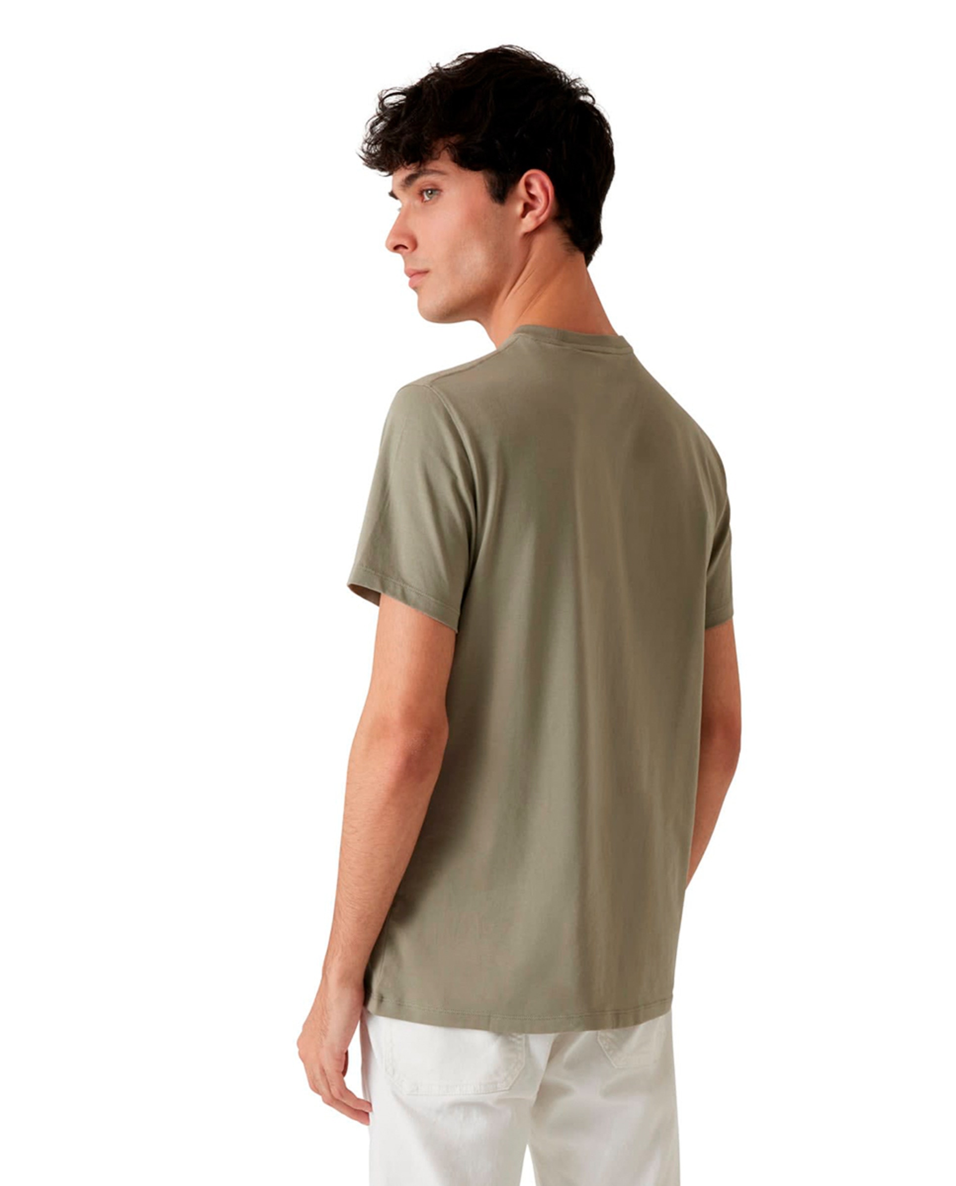 T-shirt com Manga Curta Caqui-2