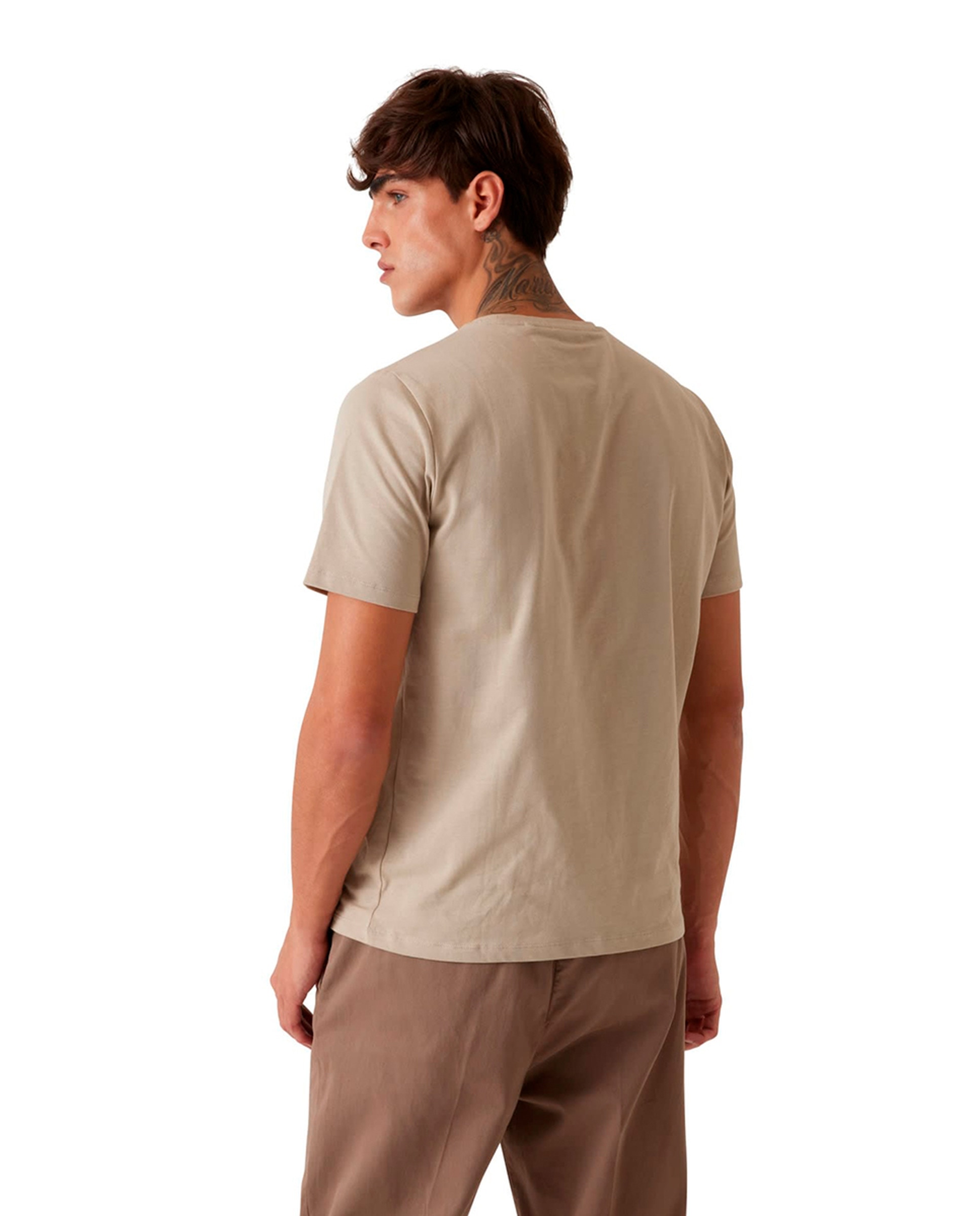 T-shirt com Manga Curta Bege-2