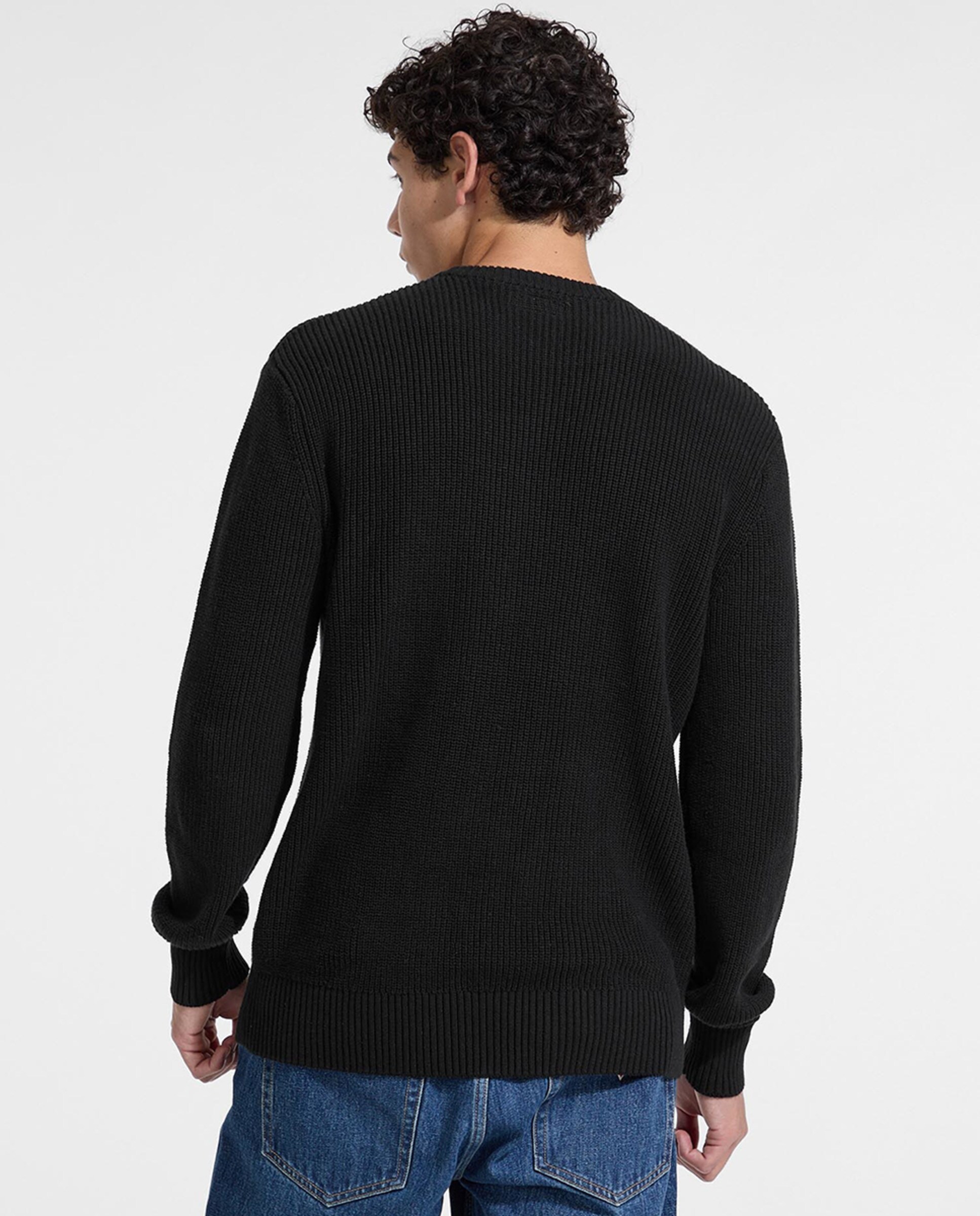Camisola de Malha de Manga Comprida Preto-2