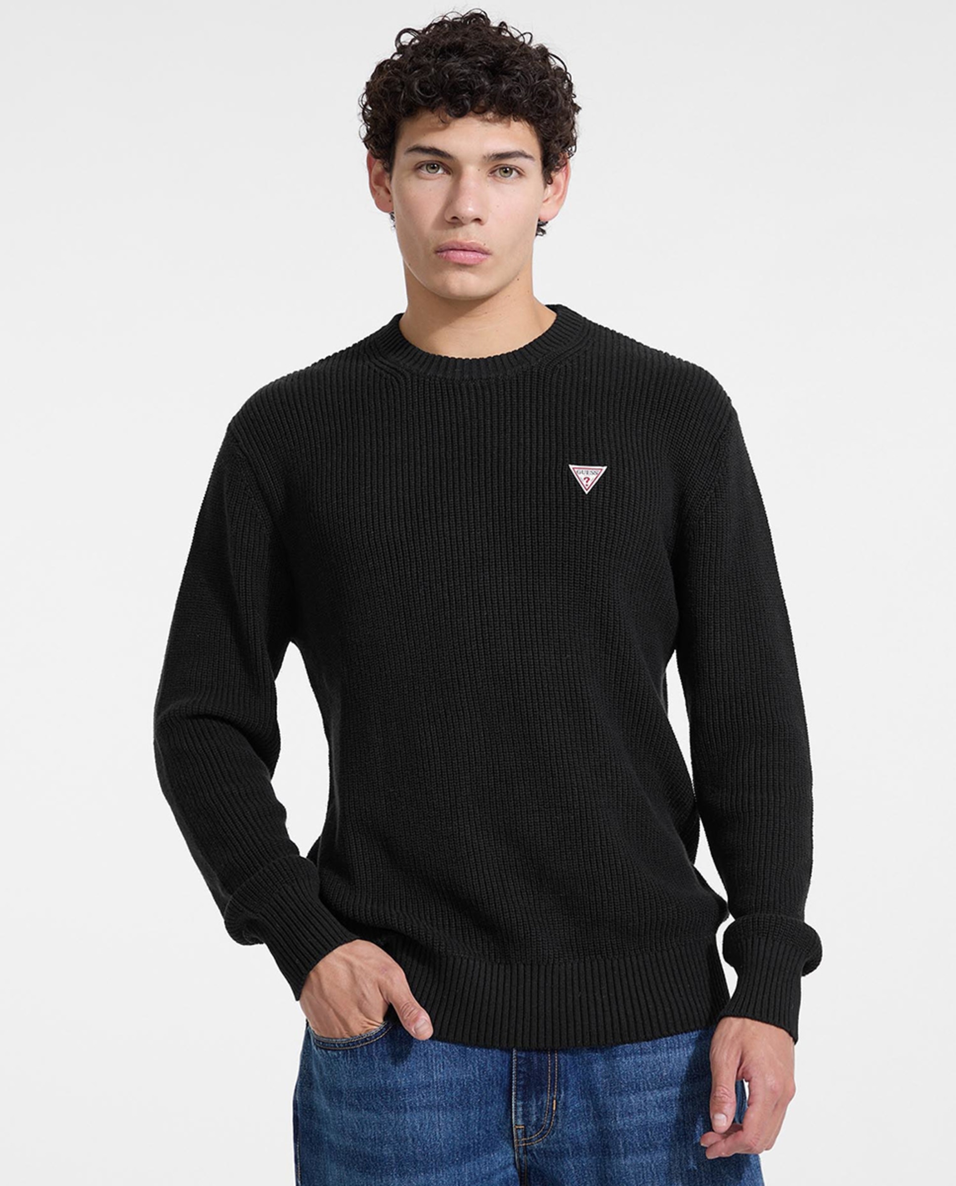 Camisola de Malha de Manga Comprida Preto-1
