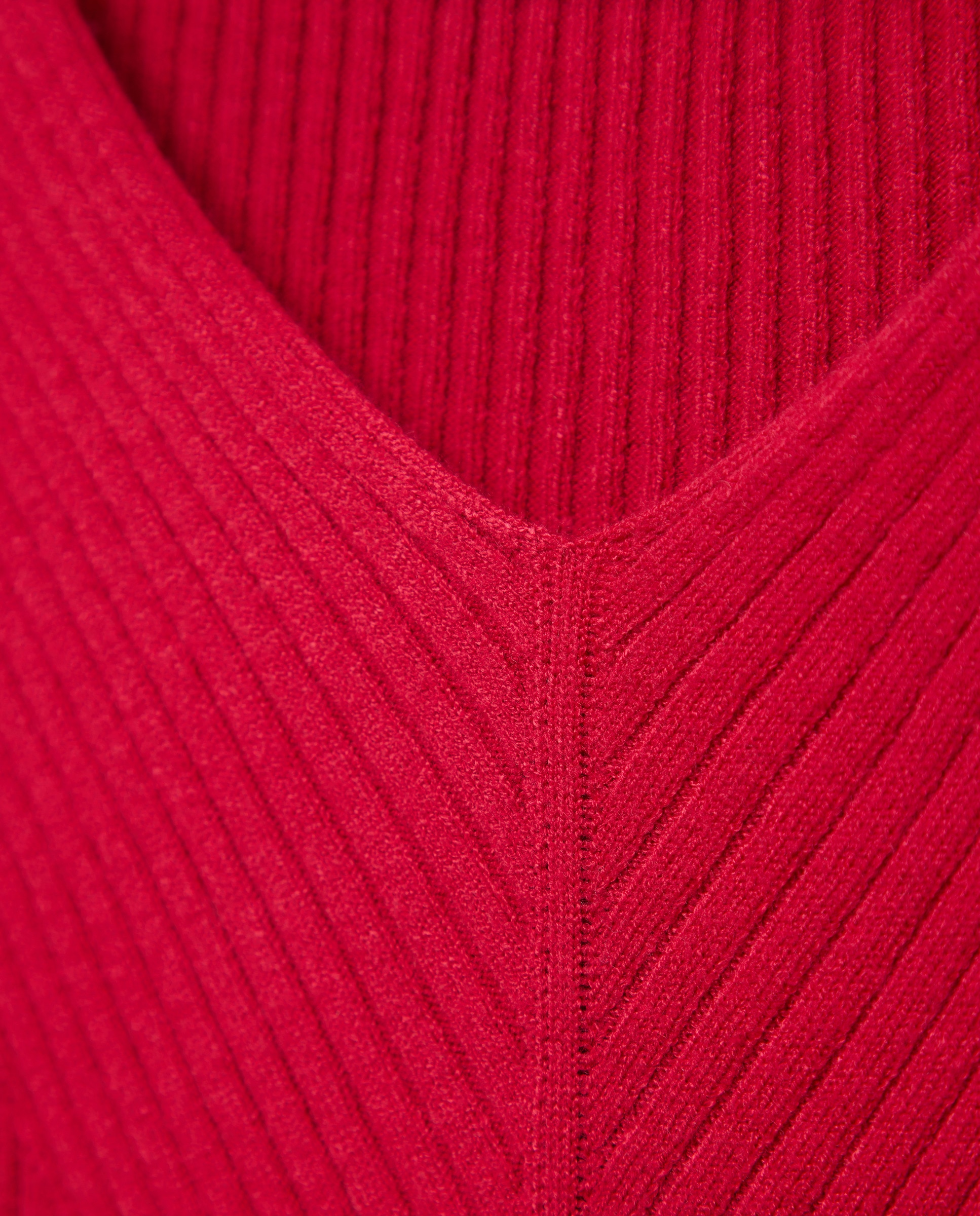 Camisola de malha lisa com manga comprida Vermelho-2