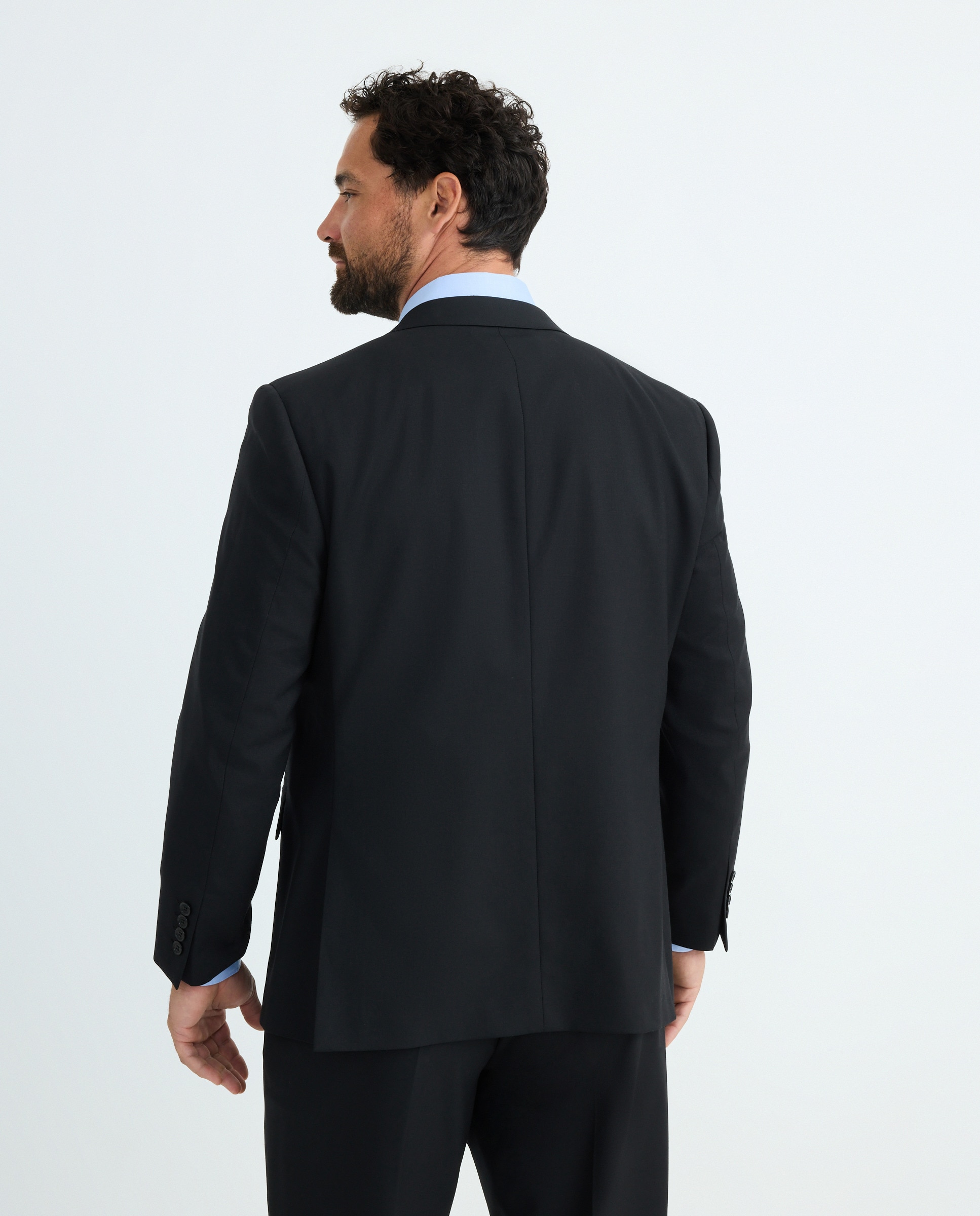 Casaco de Fato Separate Regular Tamanhos Grandes com Lavagem Preto-4