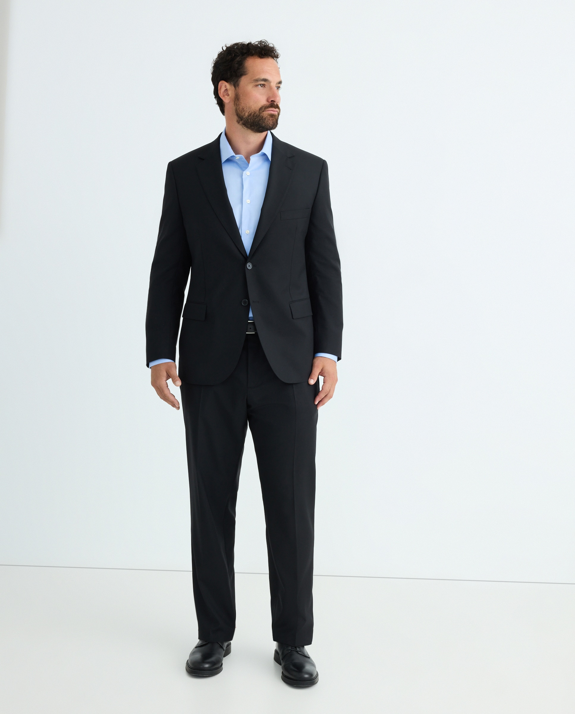 Casaco de Fato Separate Regular Tamanhos Grandes com Lavagem Preto-3