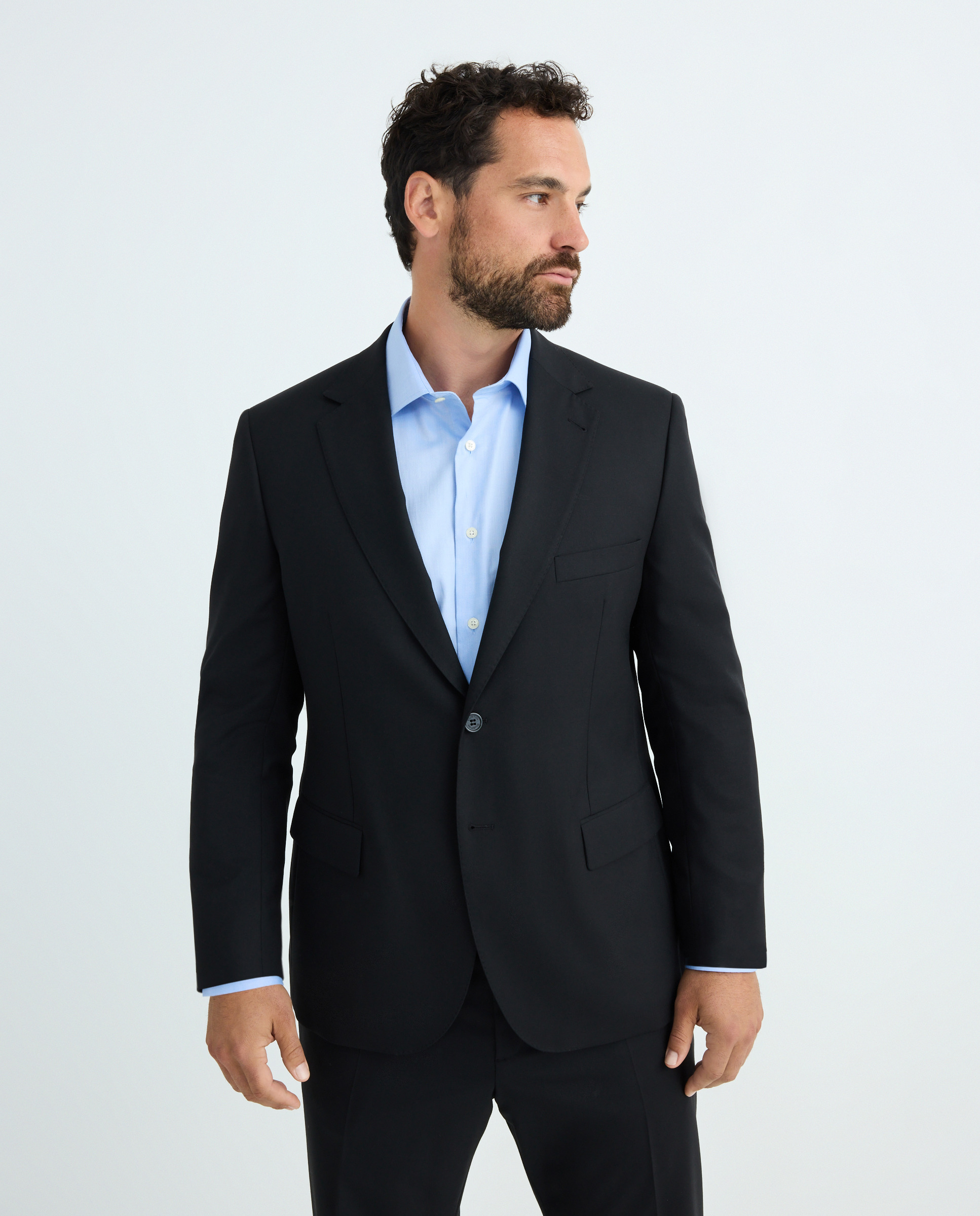 Casaco de Fato Separate Regular Tamanhos Grandes com Lavagem Preto-1
