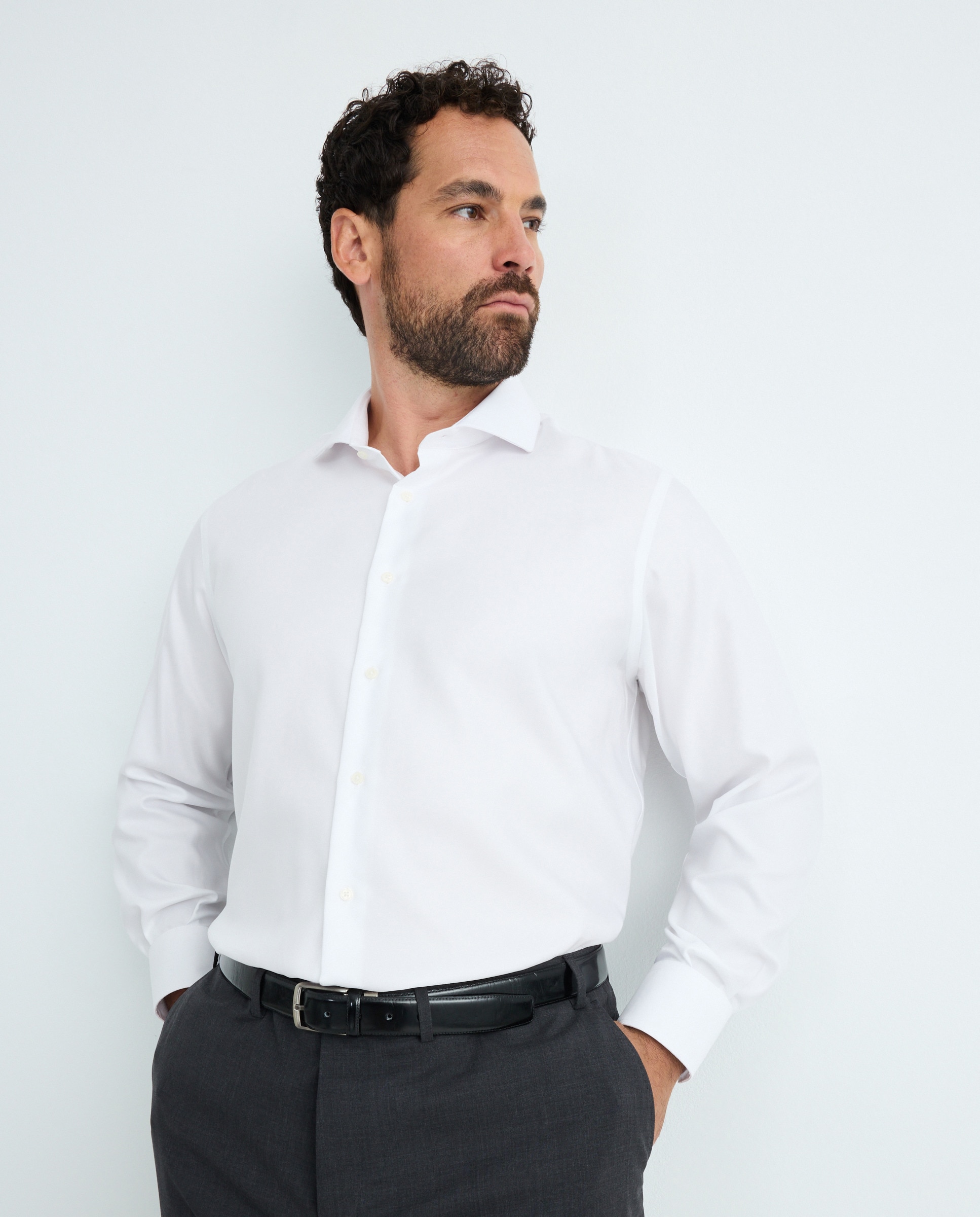 Camisa vestir non iron hombre manga larga tallas grandes - Emidio Tucci - Blanco Blanco-1
