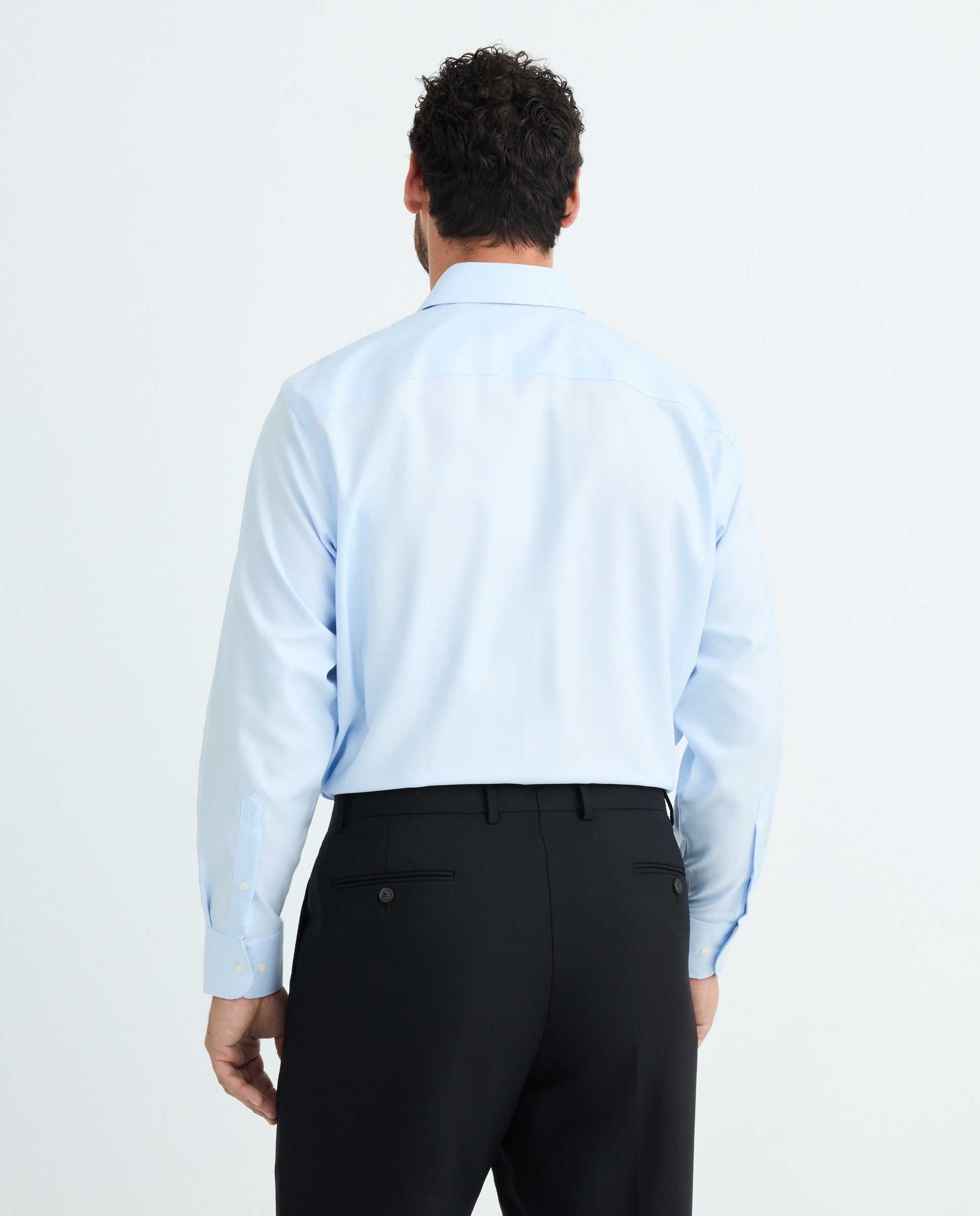 Camisa Clássica Non Iron com Manga Comprida Tamanhos Grandes Azul-4