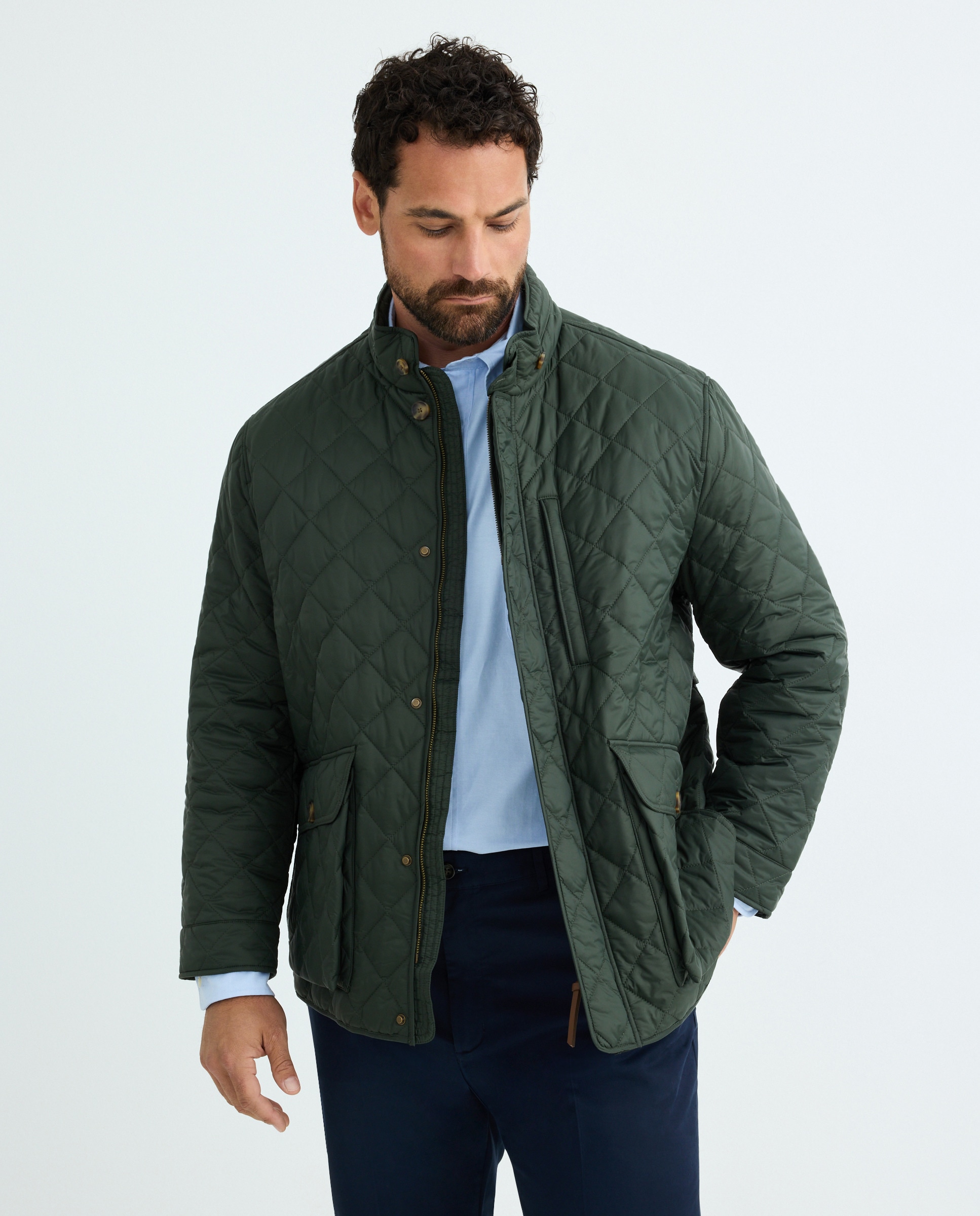 Parka de hombre tallas grandes ,rombos y tejido repelente al agua