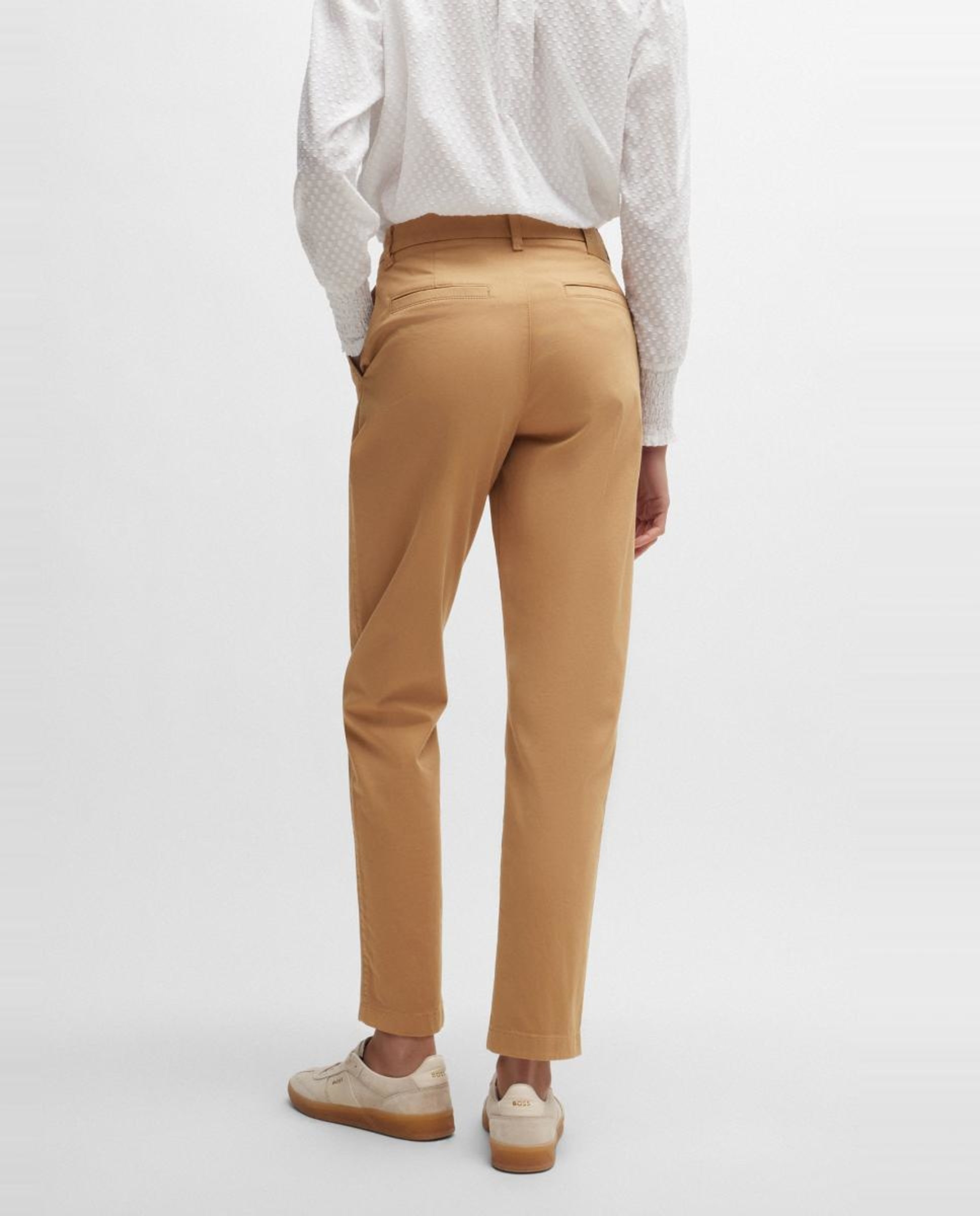 Calças de Algodão Suave ao Tato Bege-2